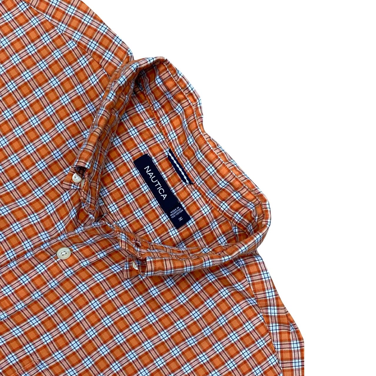 Nautica Orange Check Shirt | Large | Chest 24”