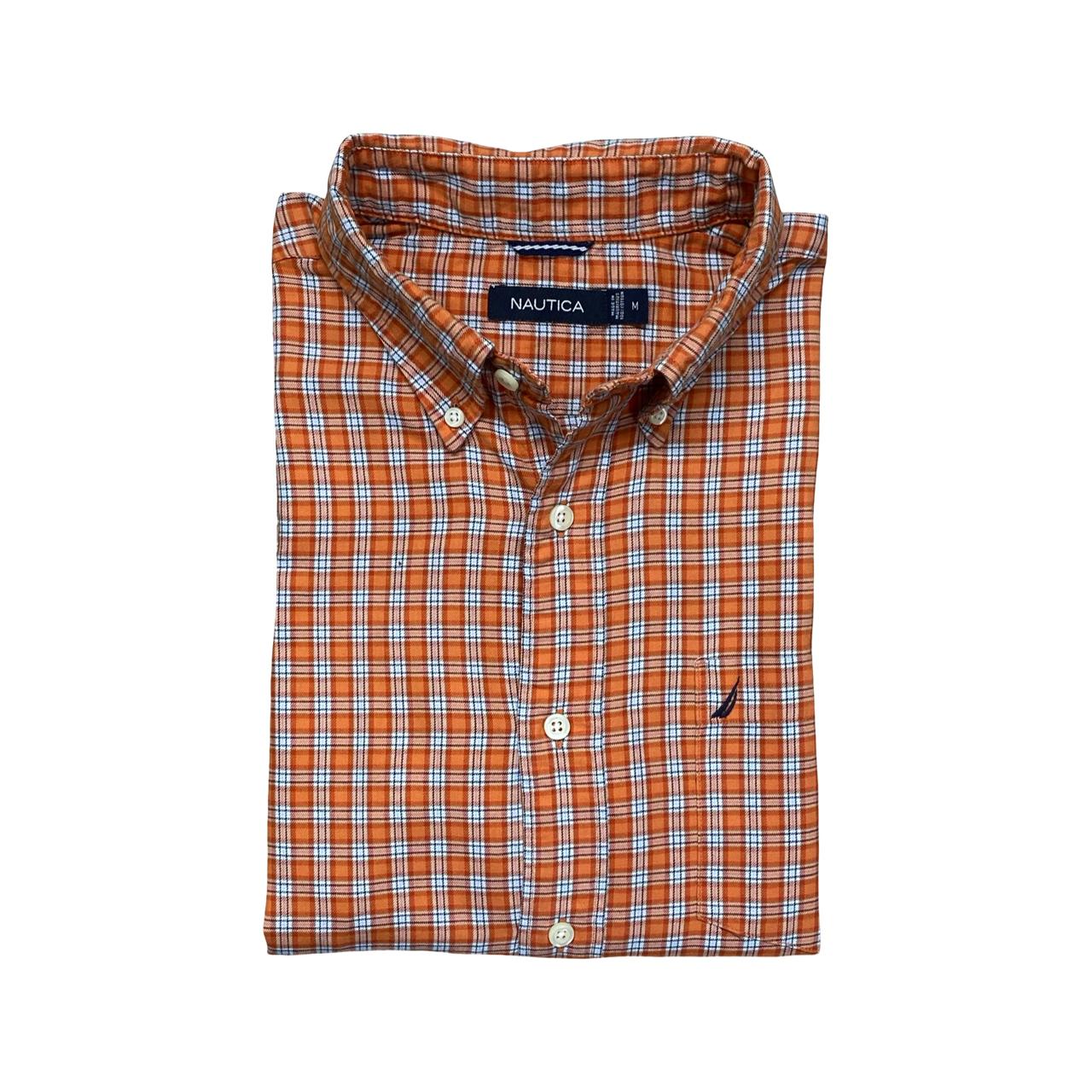 Nautica Orange Check Shirt | Large | Chest 24”
