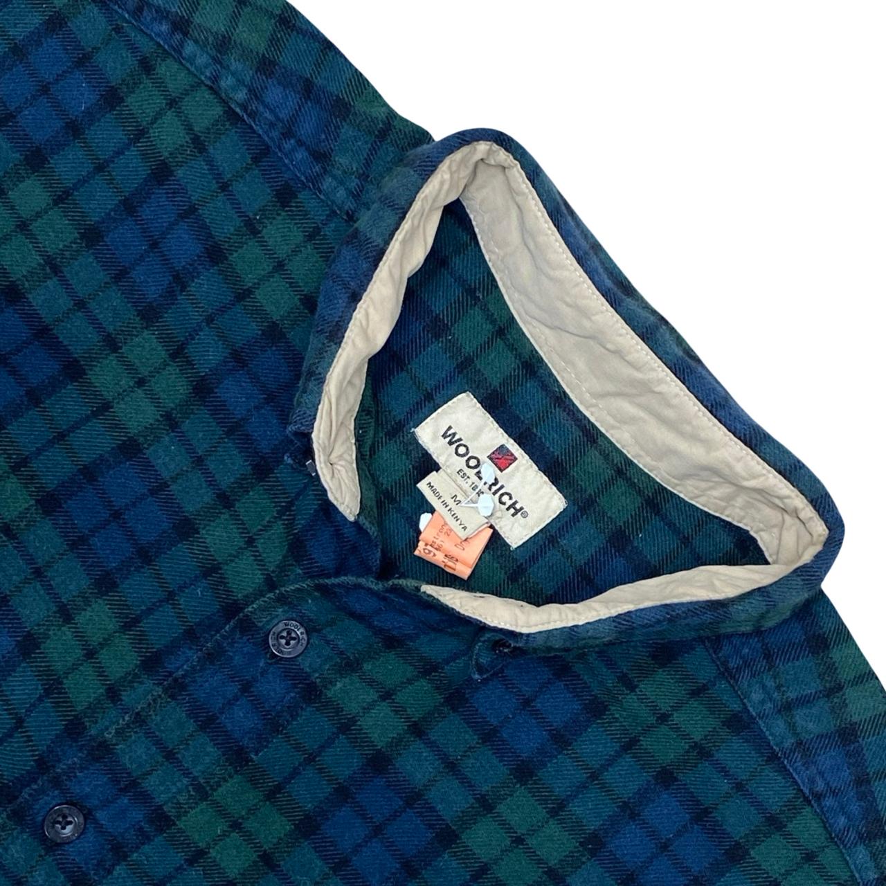 WoolRich Green & Navy Flannel Check Shirt | Large | Chest 25”
