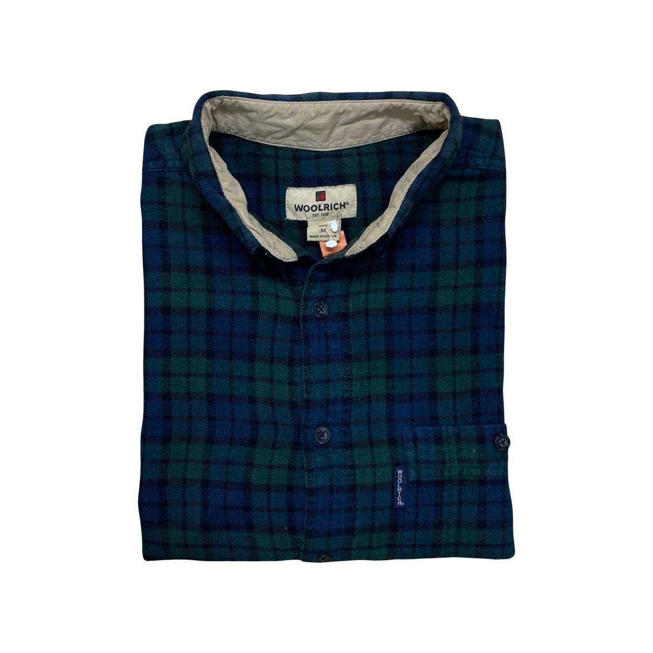 WoolRich Green & Navy Flannel Check Shirt | Large | Chest 25”