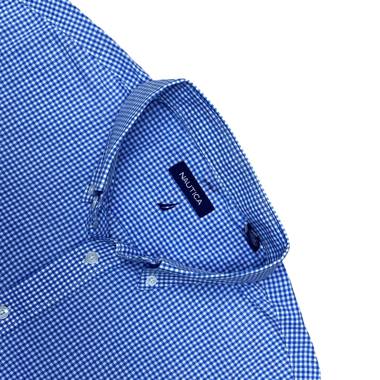 Nautica Blue Micro Check Shirt | XL | Chest 26”