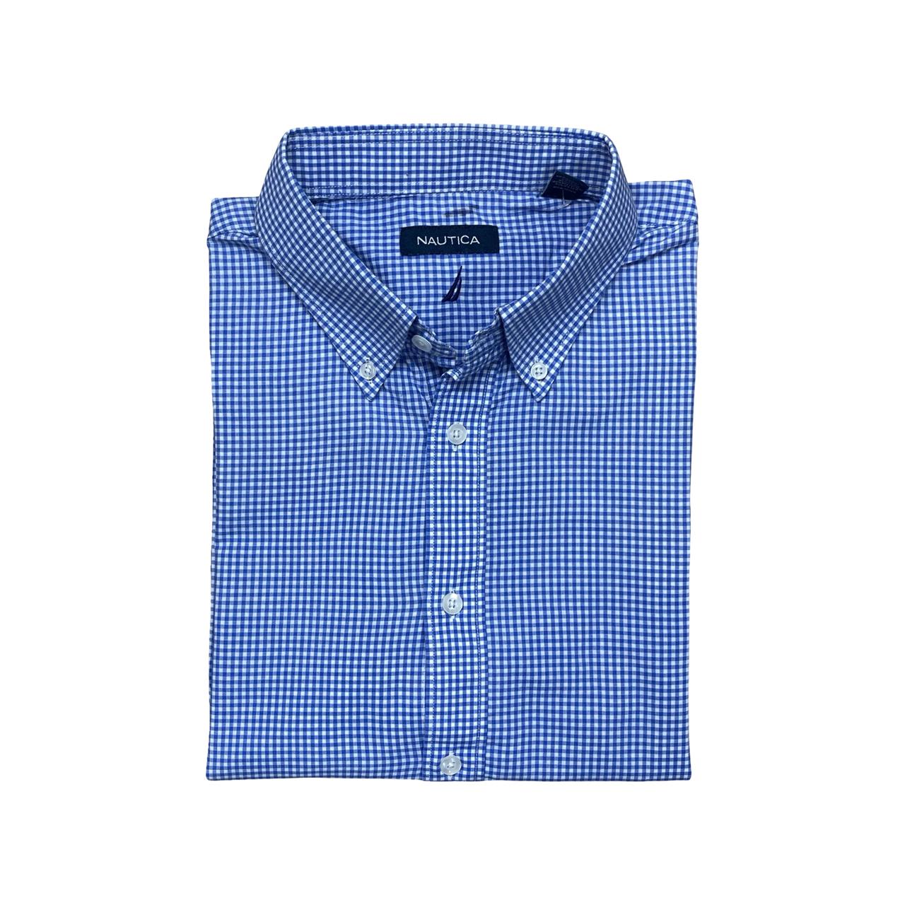 Nautica Blue Micro Check Shirt | XL | Chest 26”
