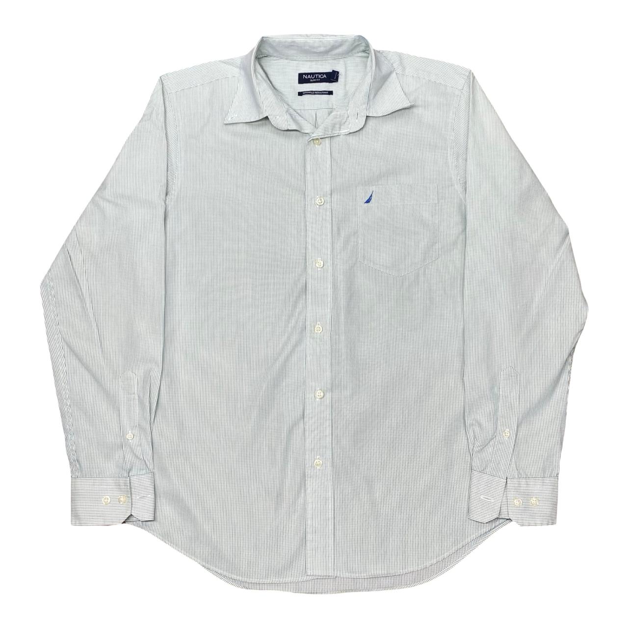 Nautica Green Micro-Check Shirt | Medium | Chest 22”