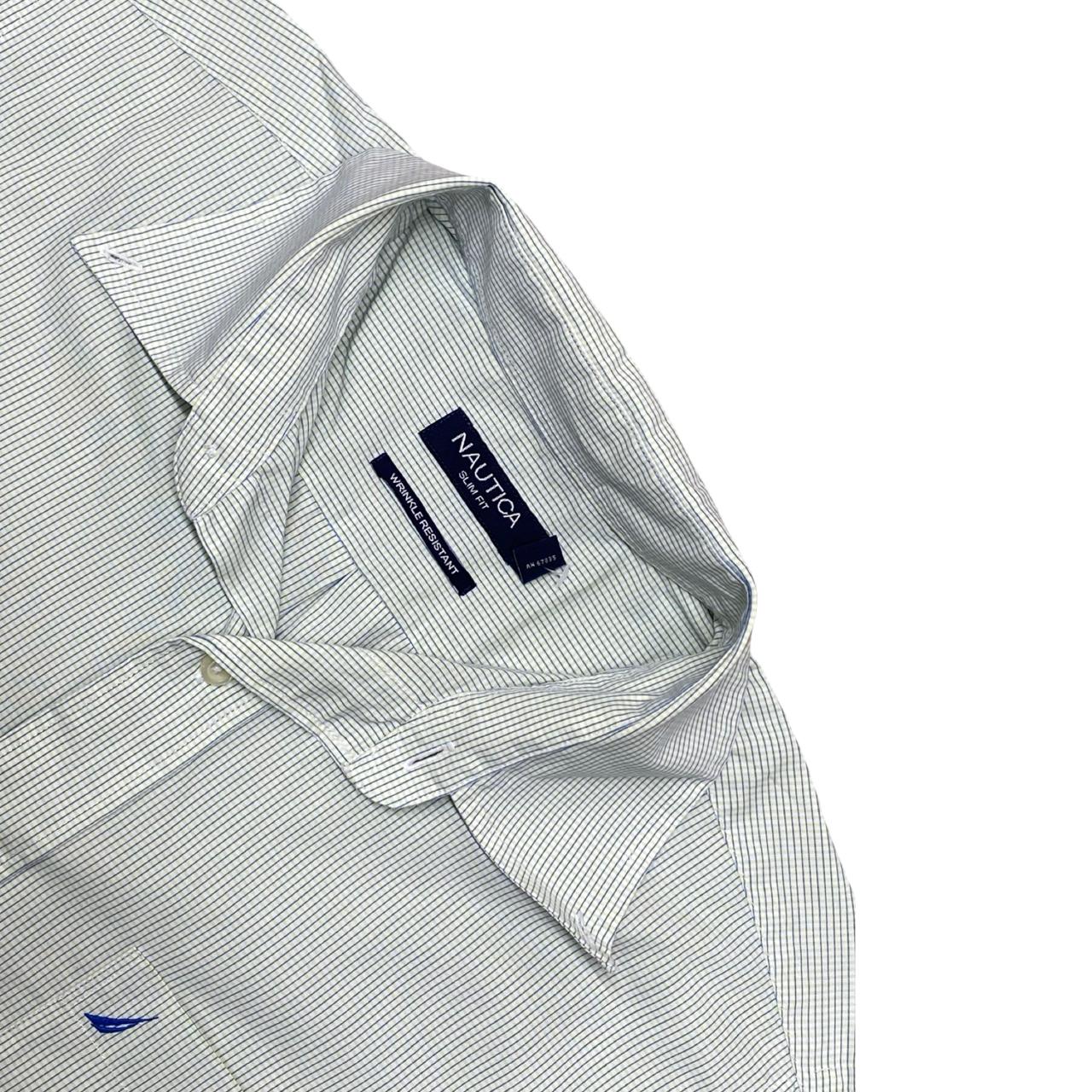 Nautica Green Micro-Check Shirt | Medium | Chest 22”
