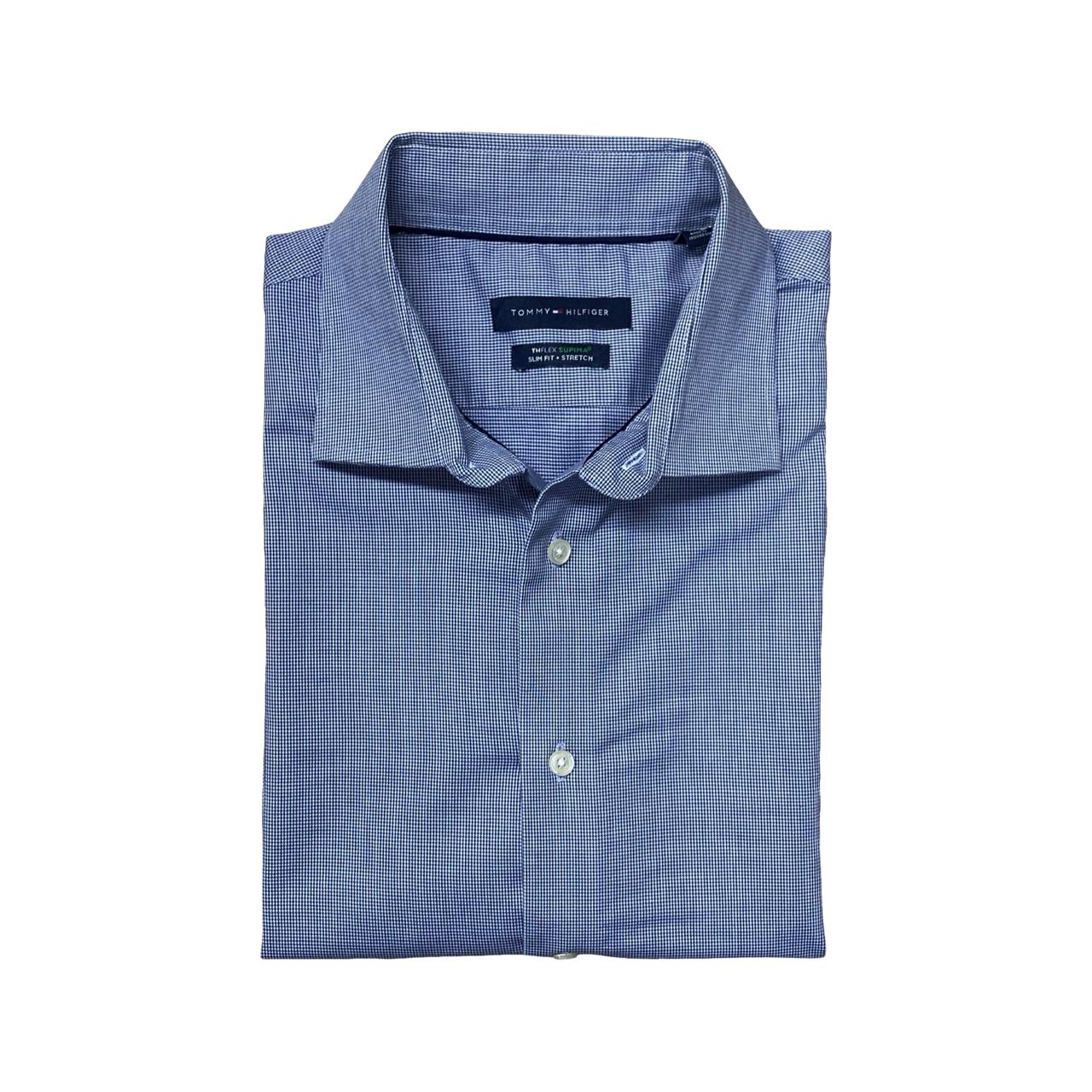 Tommy Hilfiger Micro Check Shirt | Large | Chest 23”