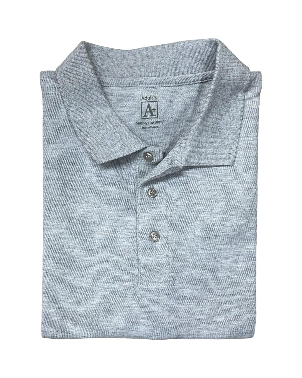 A+ Grey Long Sleeve Polo Shirt | Small | Chest 18”
