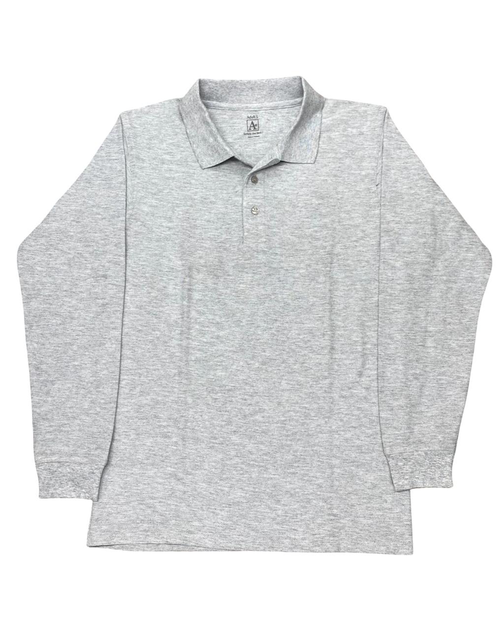 A+ Grey Long Sleeve Polo Shirt | Small | Chest 18”