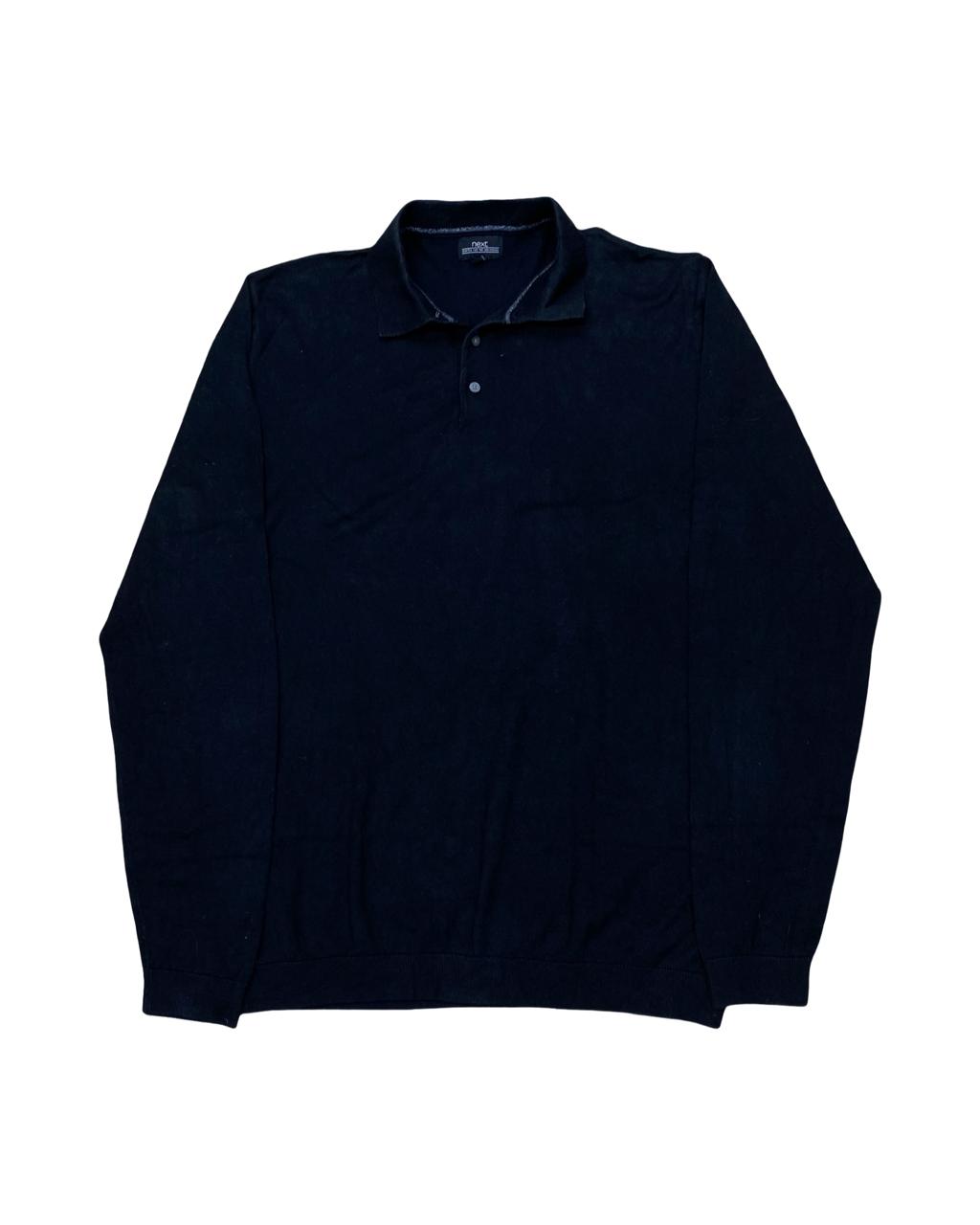 Next Black Long Sleeve Polo Shirt | Small | Chest 20”