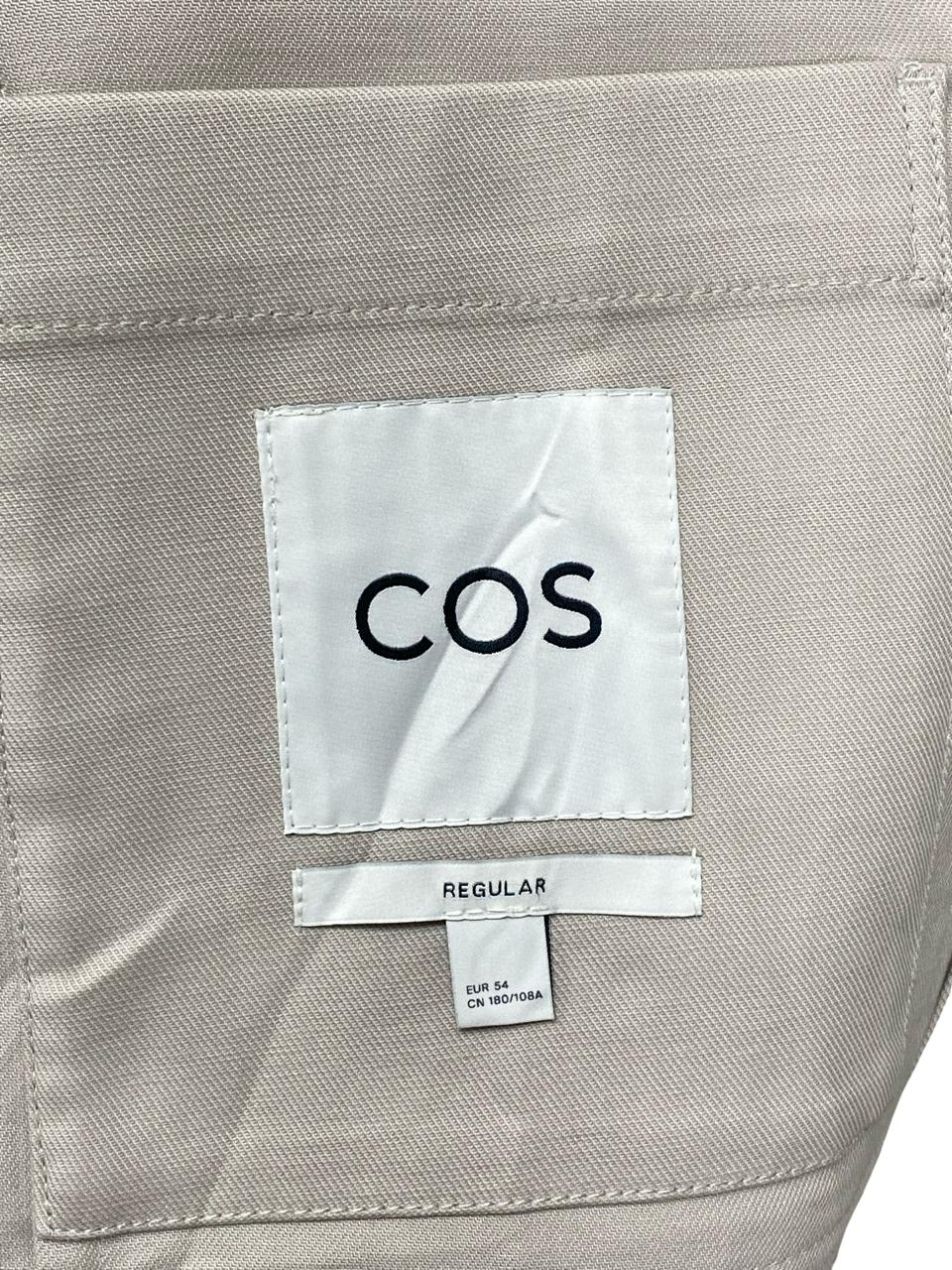 COS Light Beige Cotton Blazer | Size EUR 54 (Large) | Chest 23”