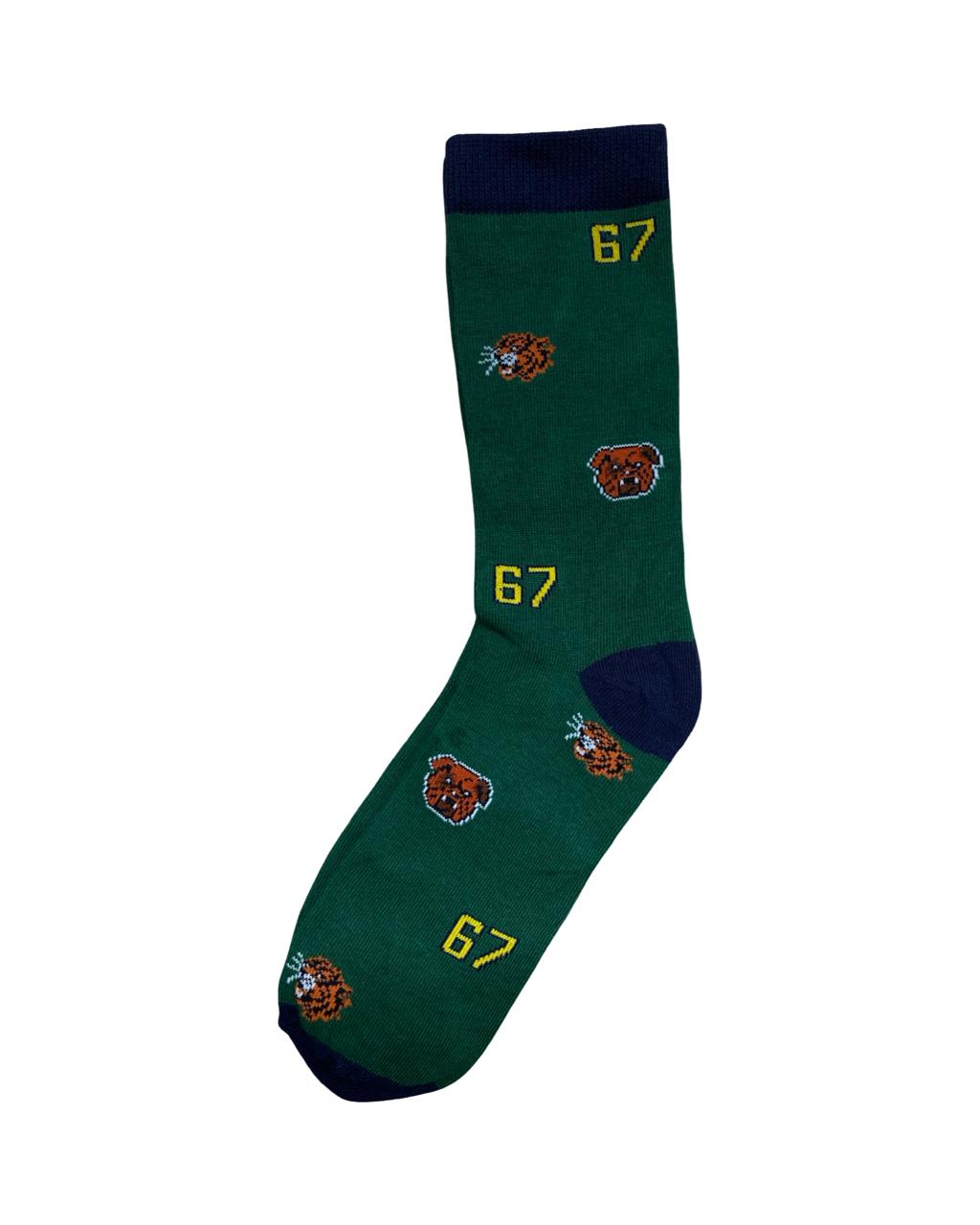 Ralph Lauren “67 Bulldog” Socks – Green with Navy Accents | Factory Leftovers