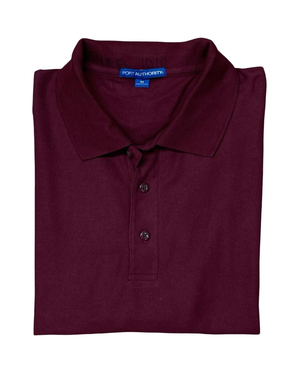 Port Authority Maroon Long-Sleeve Polo | Medium | Chest 20.5”