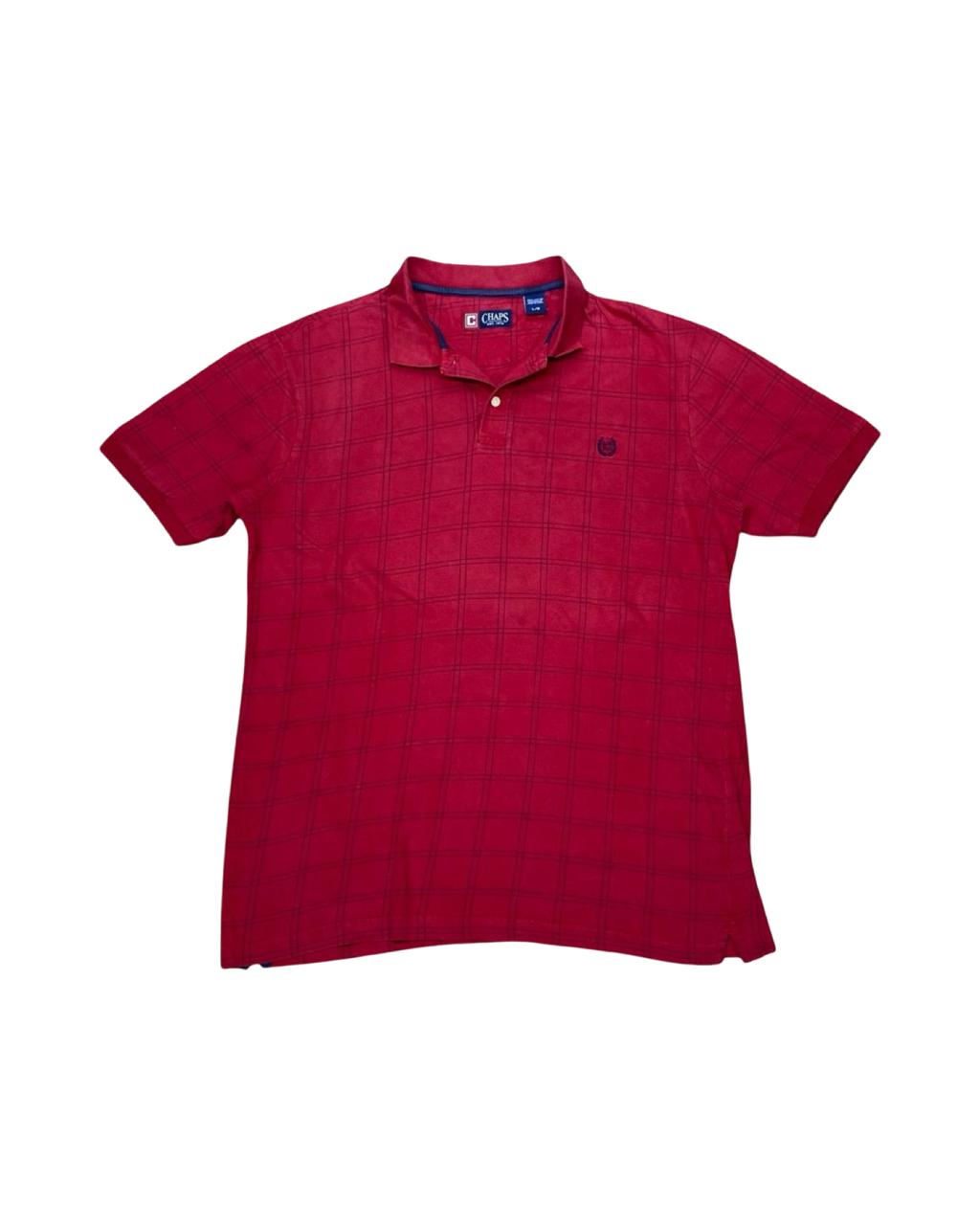 Chaps Red Check Polo Shirt | Large | Chest 23.5”