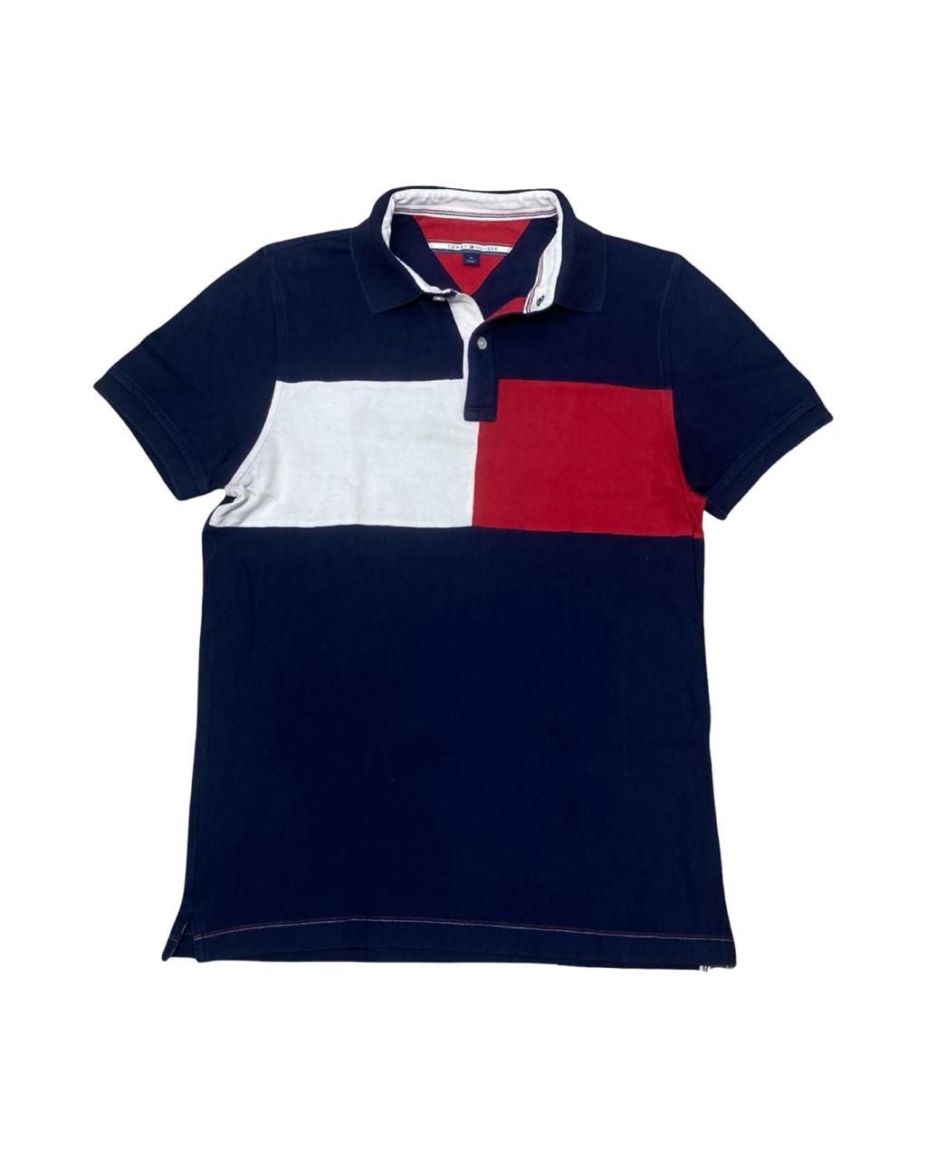 Tommy Hilfiger Navy/Red/White Colorblock Polo | Small | Chest 20”