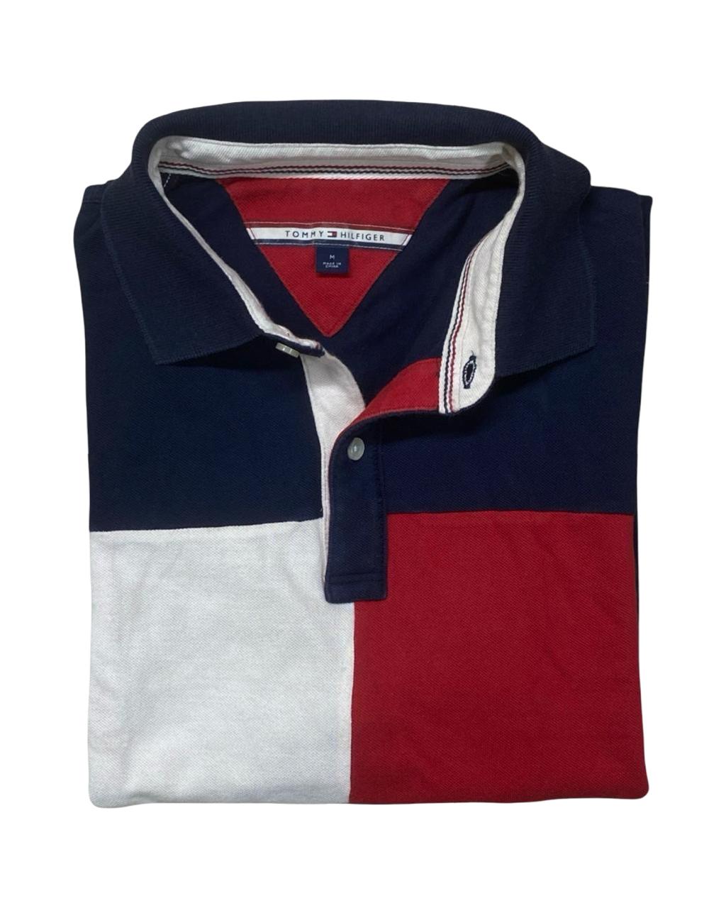 Tommy Hilfiger Navy/Red/White Colorblock Polo | Small | Chest 20”