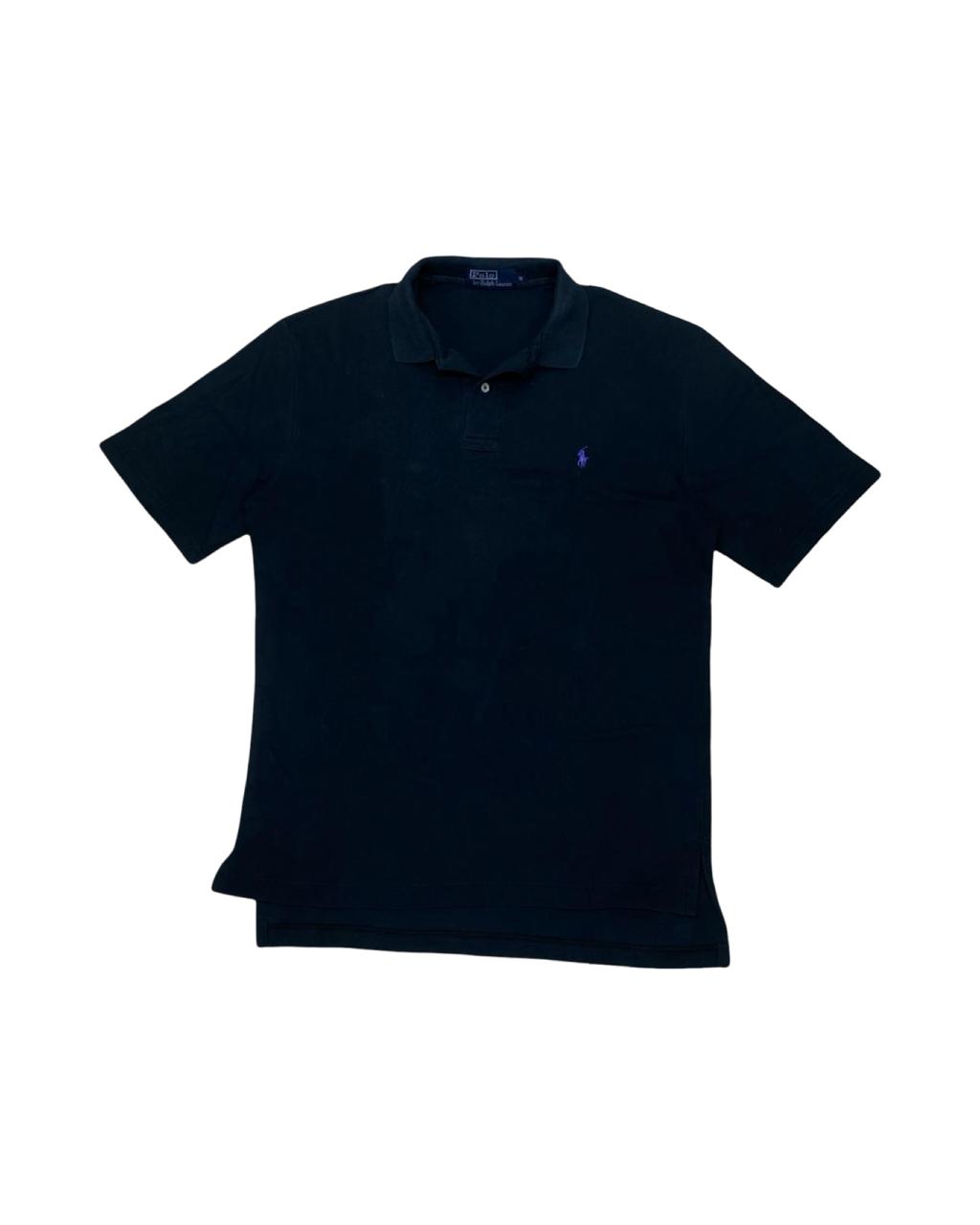 Polo Ralph Lauren Black Piqué Polo Shirt (Purple Pony) | Medium | Chest 22”