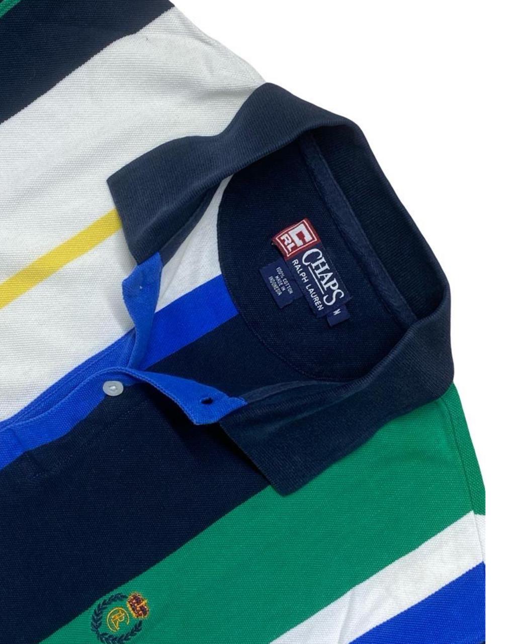 Chaps Ralph Lauren Multi-Stripe Polo Shirt | Medium | Chest 22”