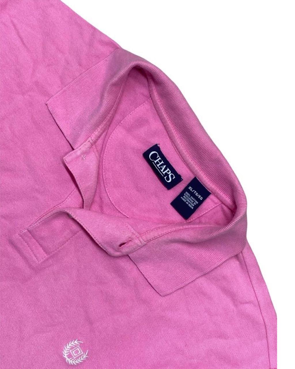Chaps Pink Piqué Polo Shirt | Large | Chest 24.5”