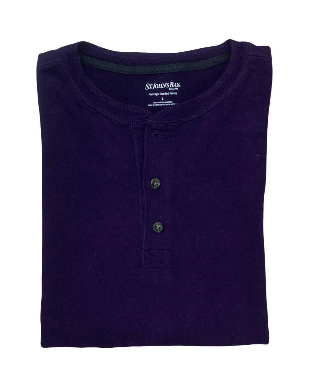 St. John’s Bay Purple Long-Sleeve Henley | Large | Chest 24.5”