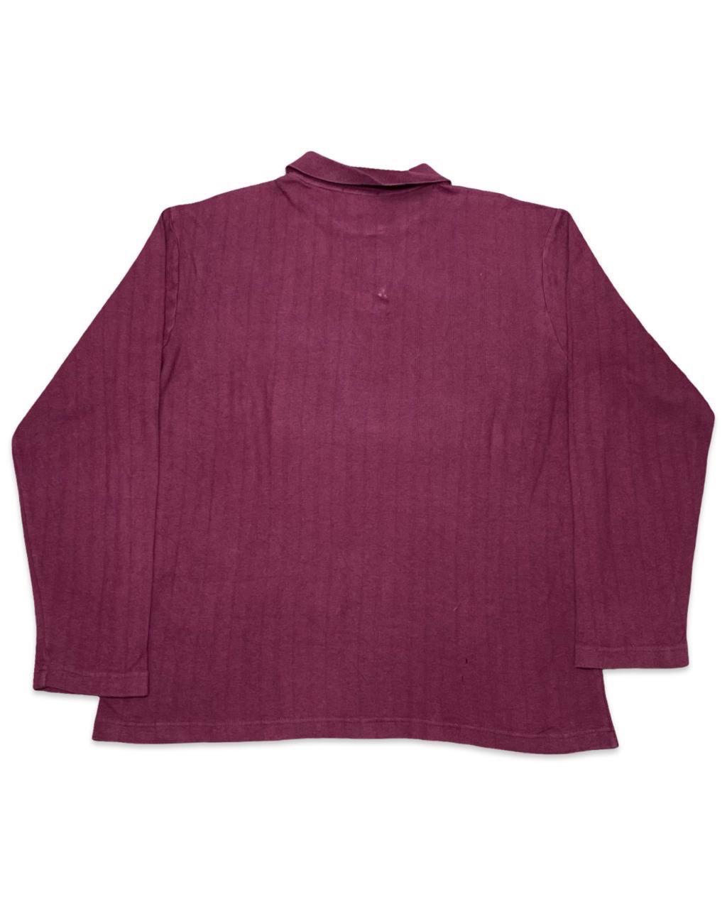 Alfani Burgundy Long-Sleeve Polo | XL | Chest 26”