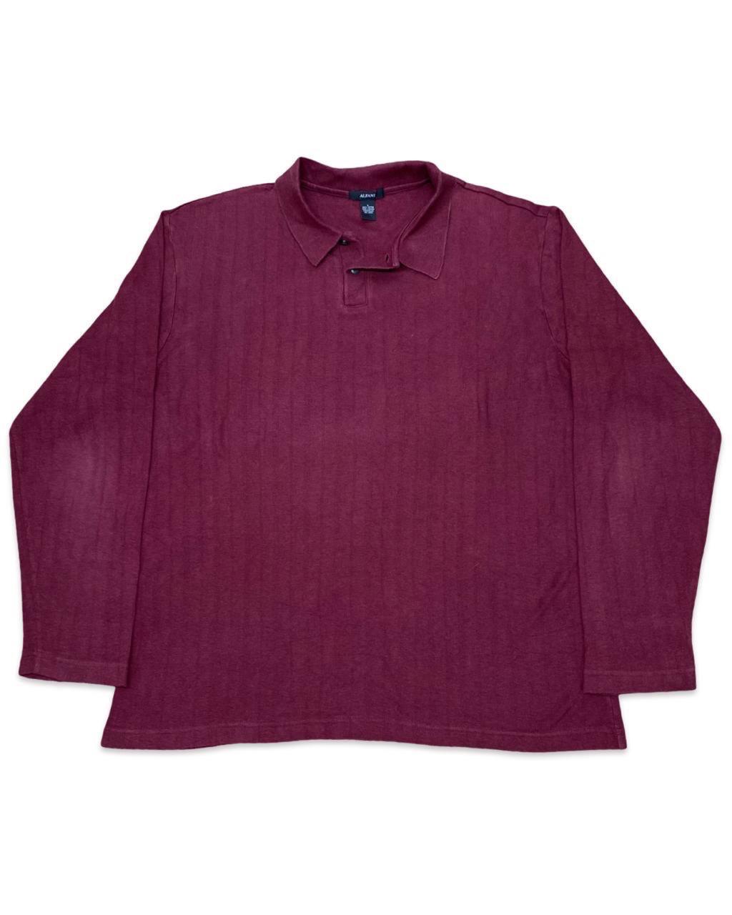 Alfani Burgundy Long-Sleeve Polo | XL | Chest 26”