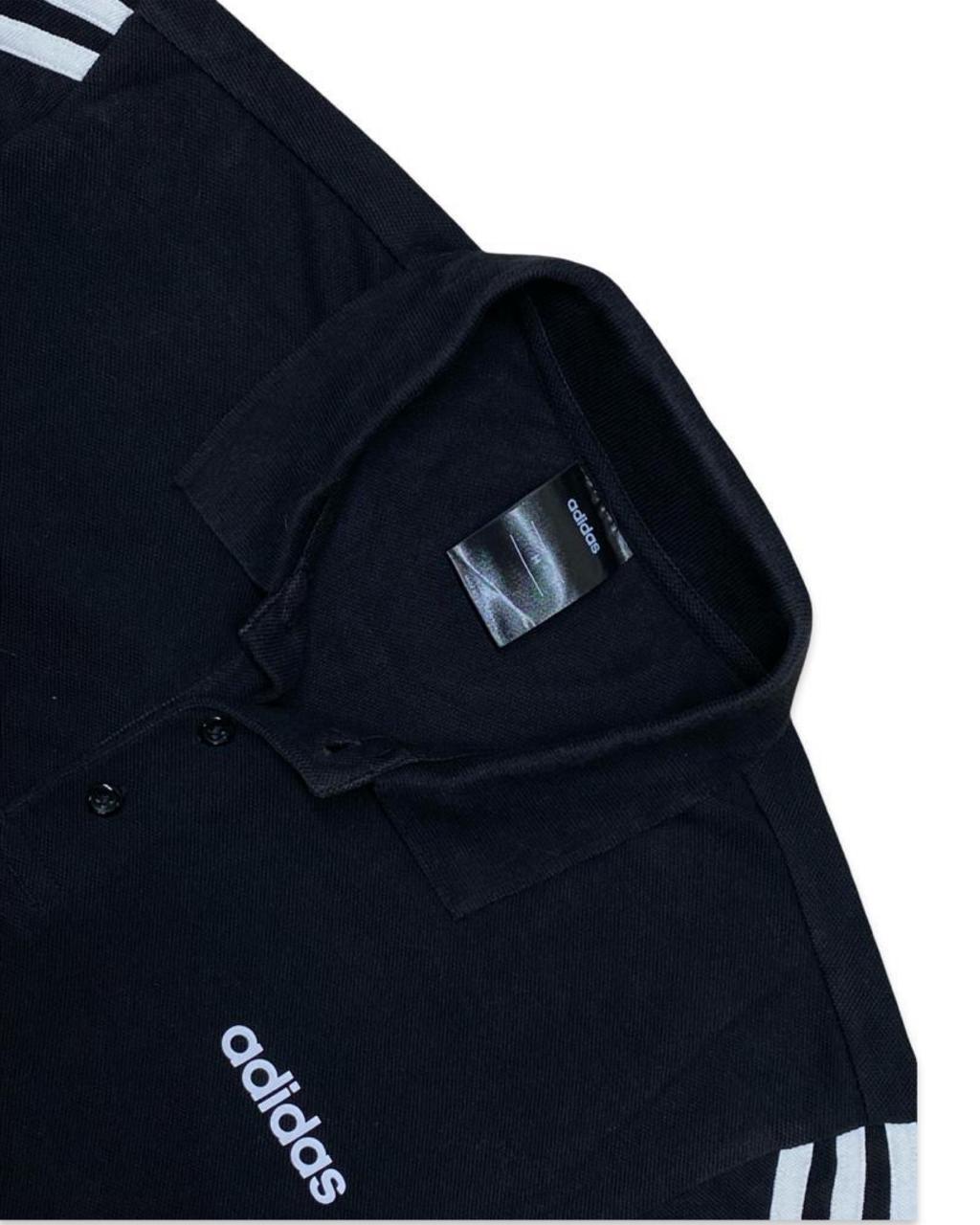 Adidas Black 3-Stripes Polo Shirt | Medium | Chest 20.5”