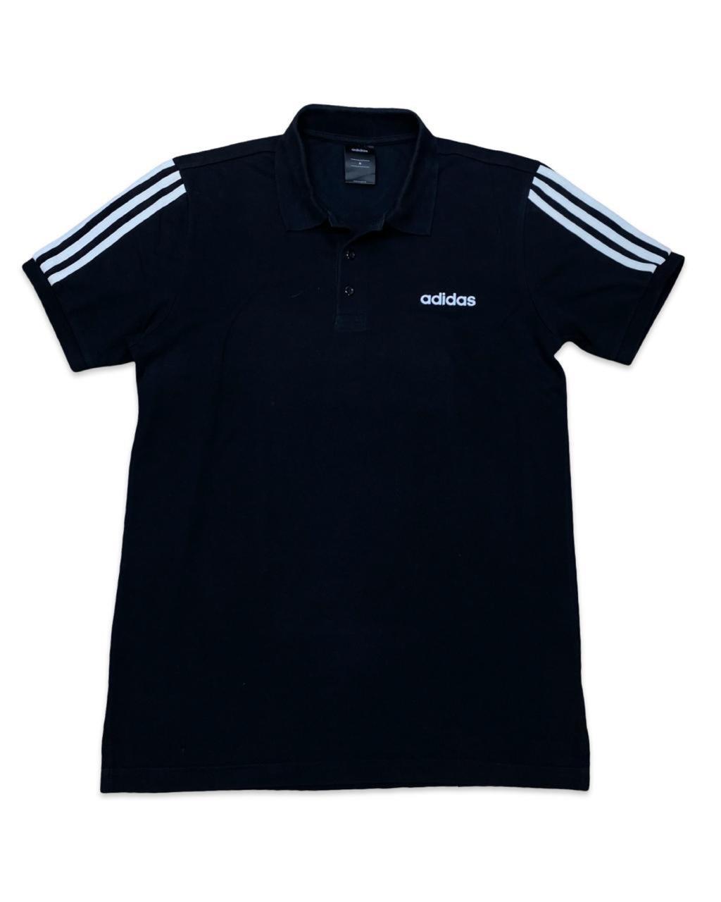 Adidas Black 3-Stripes Polo Shirt | Medium | Chest 20.5”