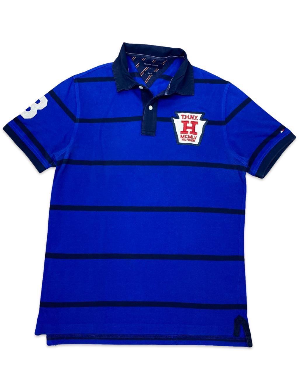 Tommy Hilfiger Royal Blue Striped Polo | Medium | Chest 21”