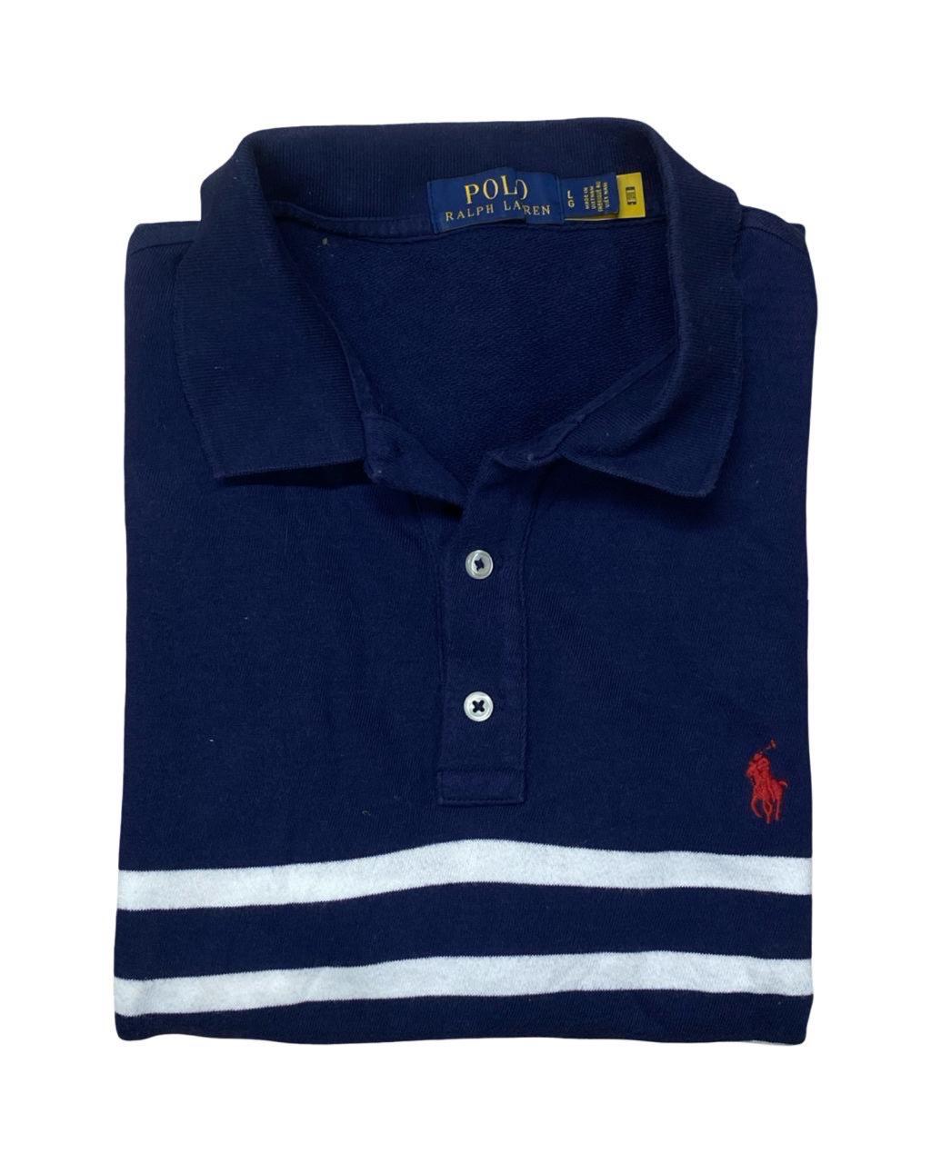 Polo Ralph Lauren Navy Striped Polo Shirt | Medium | Chest 22”