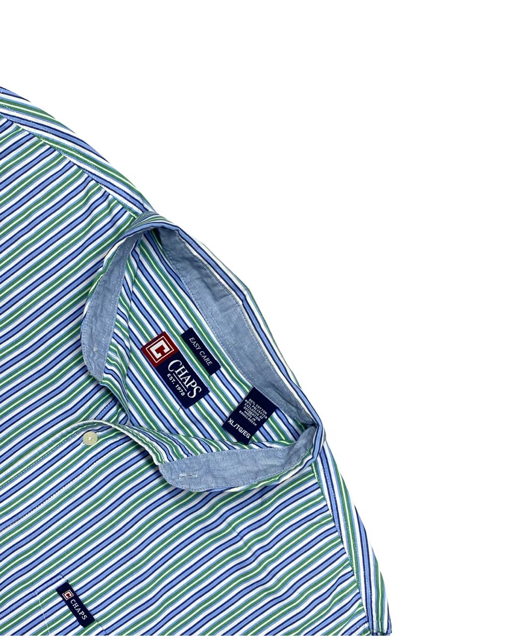 Chaps Striped Button-Down Shirt | Size XL | Chest 26.5"