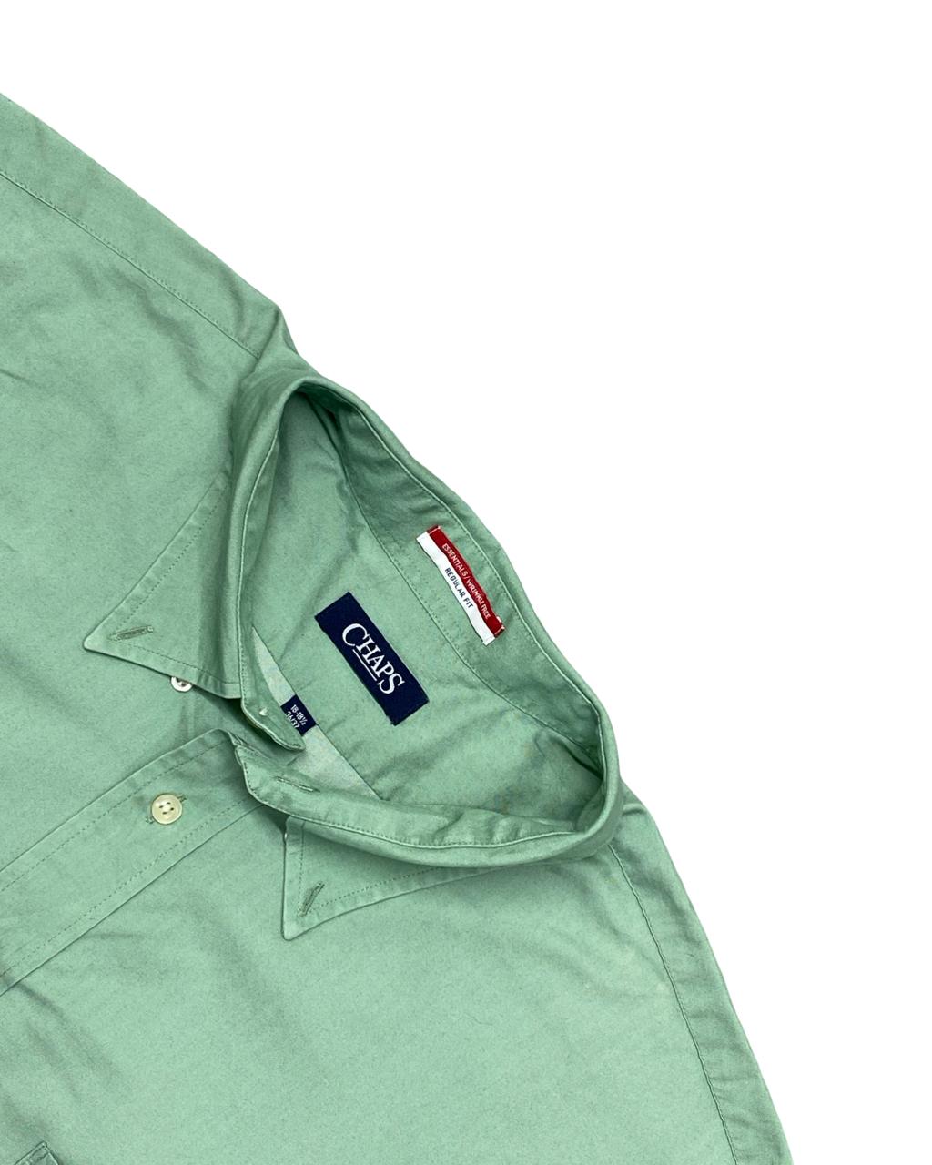 Chaps Solid Green Button-Down Shirt | Size XXL | Chest 28"