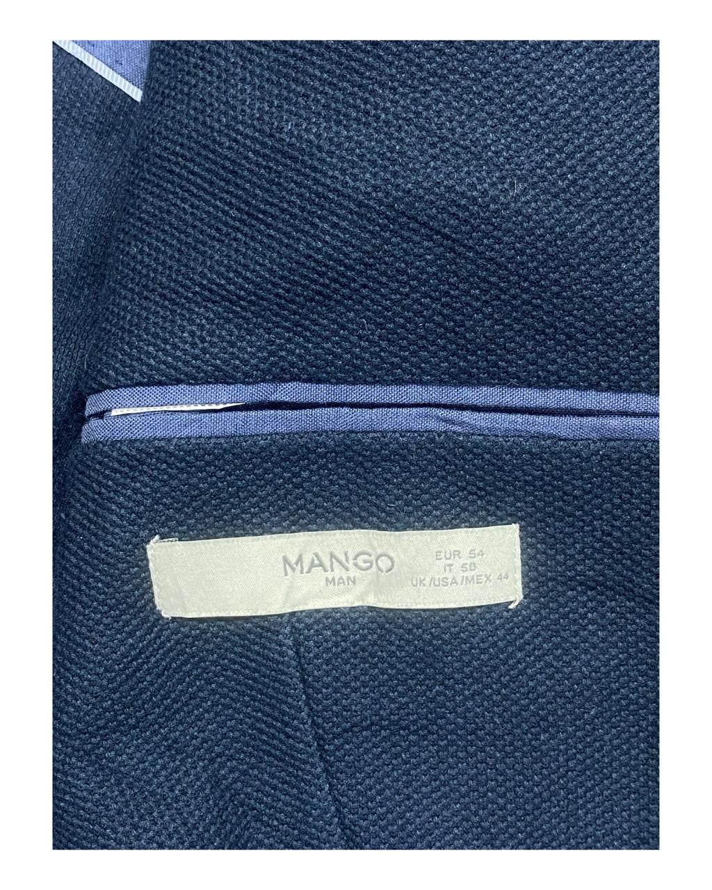 Mango Man Navy Blazer with Elbow Patches | Size Medium | Chest 22.5"
