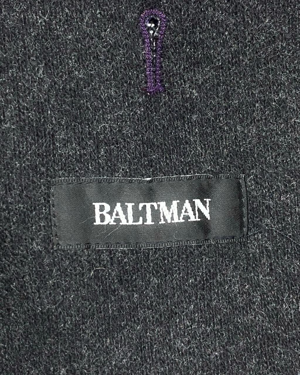 Baltman Charcoal Wool Blazer with Purple Lining | Size Medium | Chest 23"
