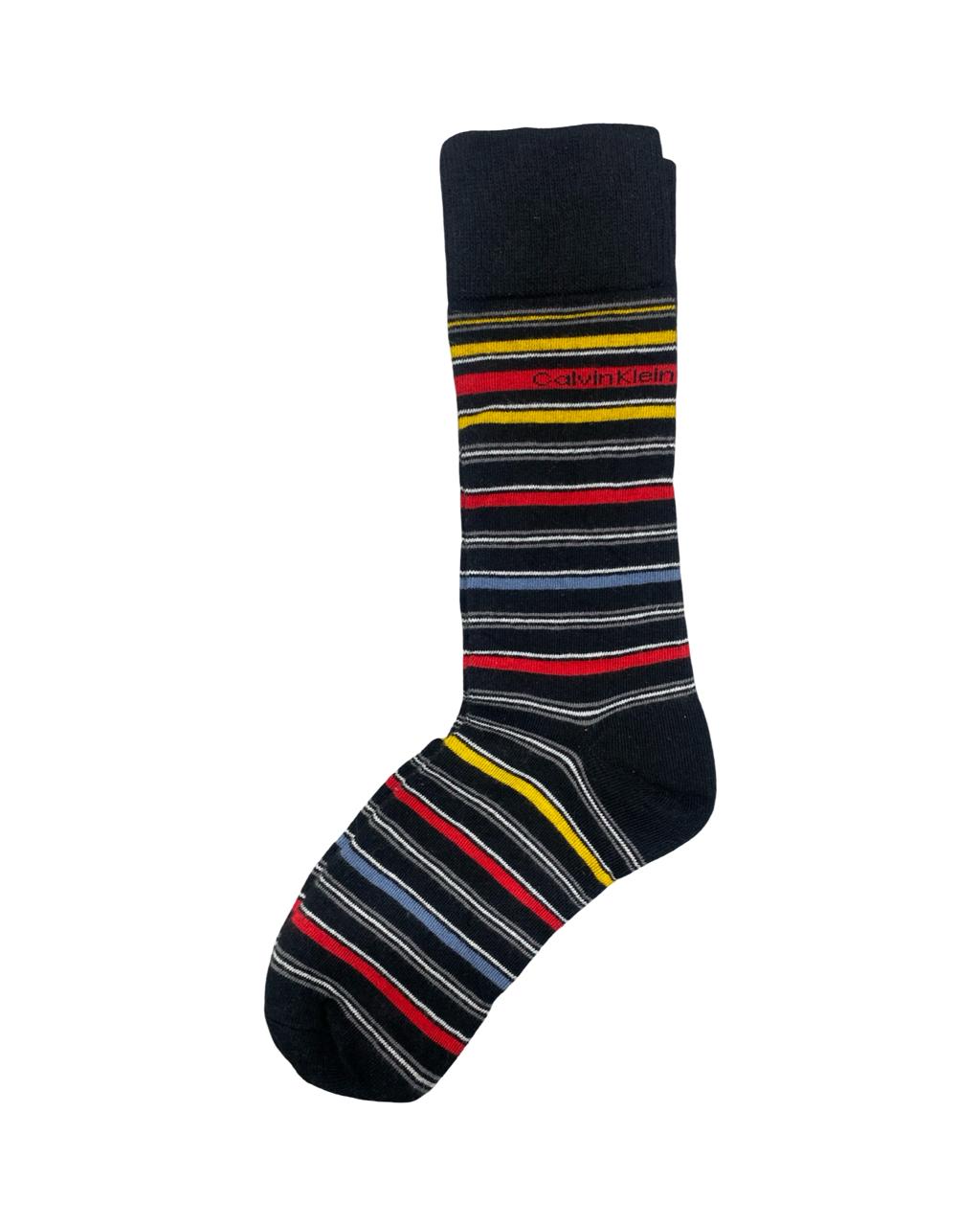 Calvin Klein Multi-Stripe Crew Socks – Black | Signature Logo | Factory Leftovers
