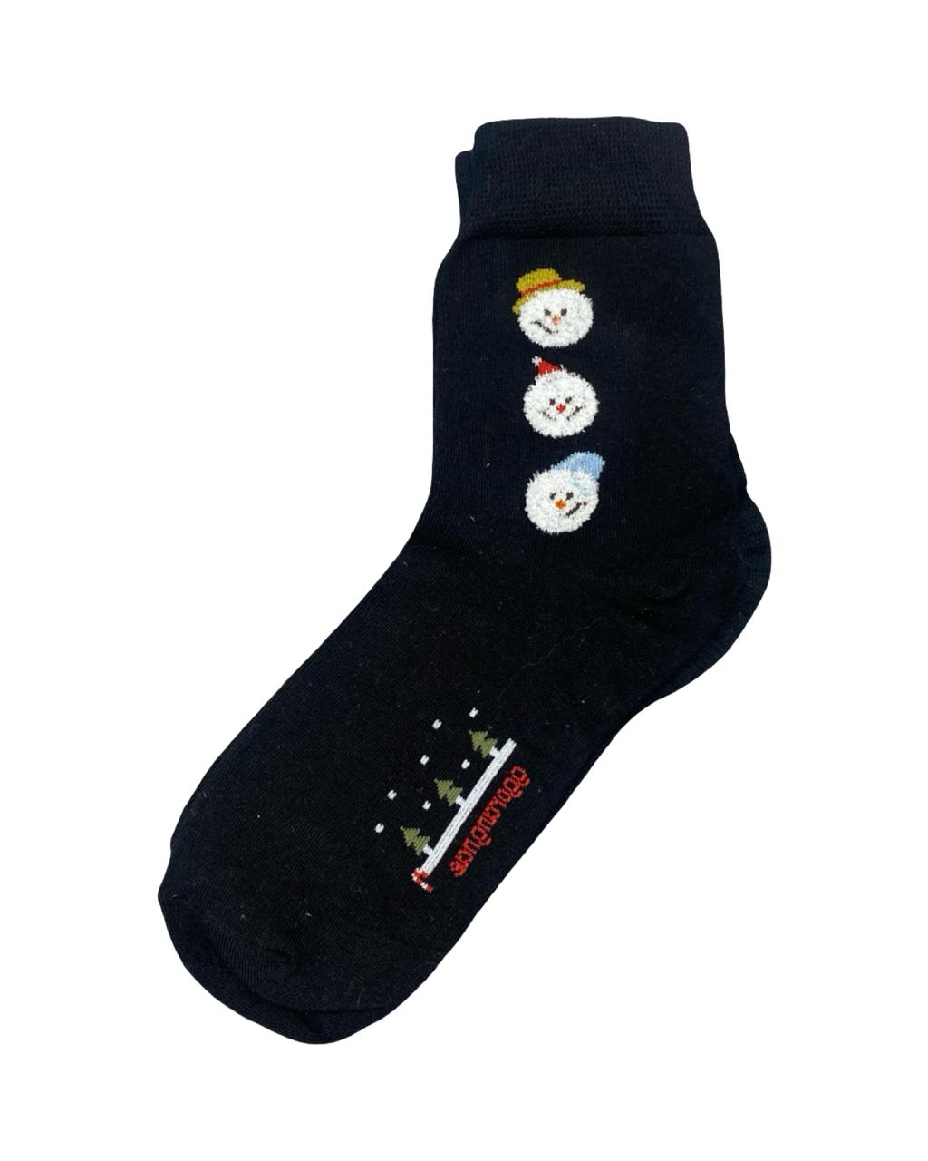 WorkmenWear Festive Crew Socks – Snowman Graphic | Black | Factory Leftovers