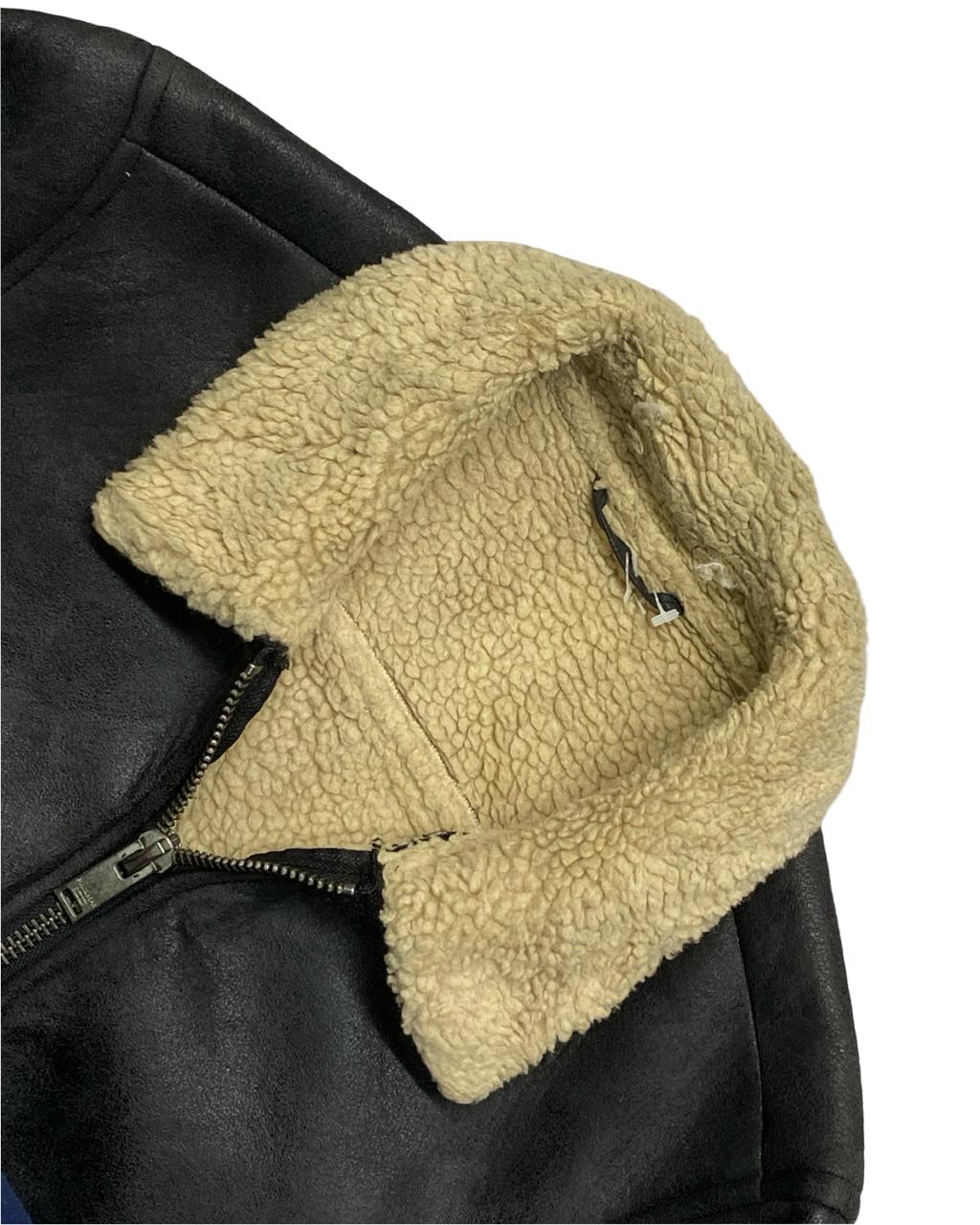 Pull&Bear Black Faux Shearling Jacket | Size Small | Chest 19”