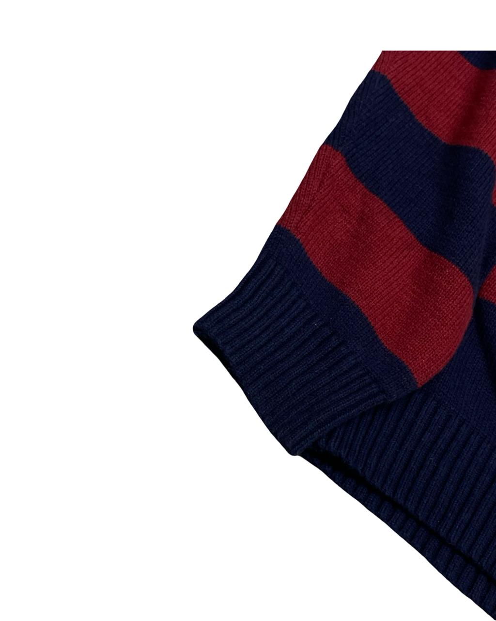IZOD Red, Navy & Gray Striped Sweater | Size XL | Chest 25.5”