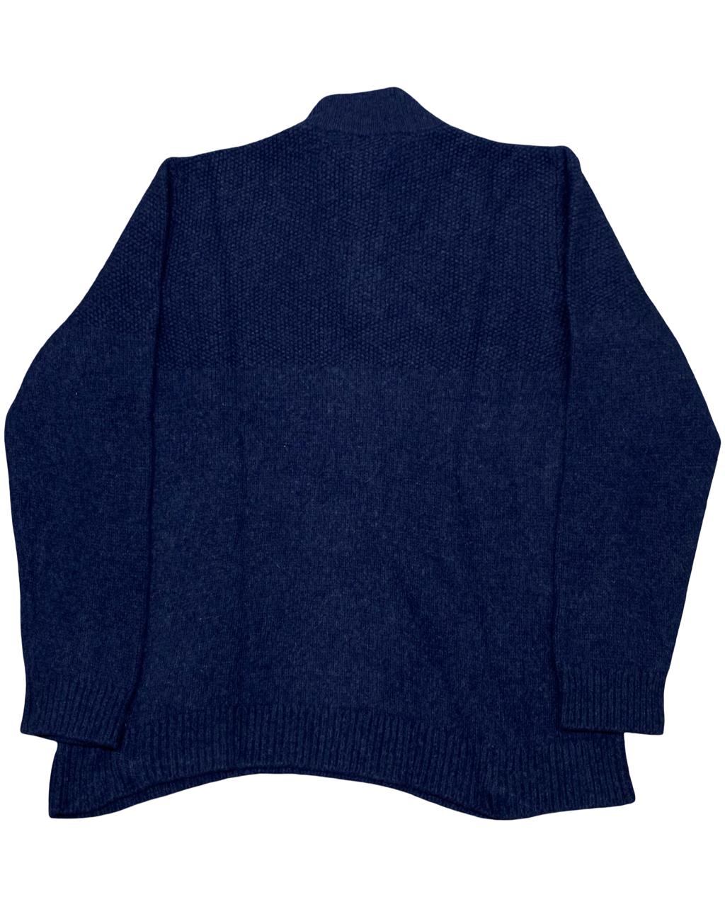 L.L. Bean Navy Lambswool Shawl Collar Sweater | Size Large | Chest 24”