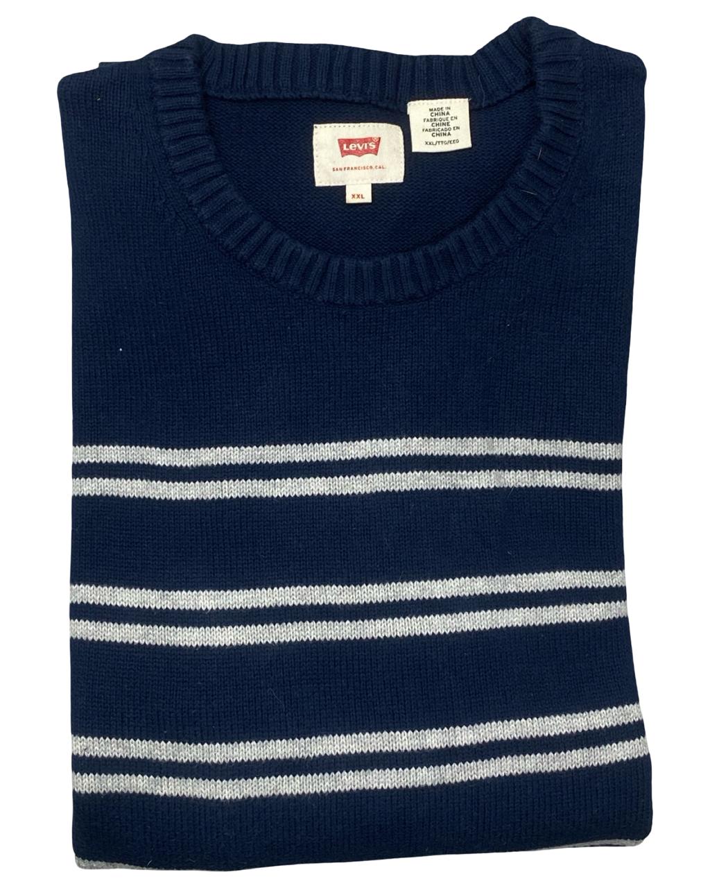 Levi’s Navy Blue Striped Cotton Sweater | Size Large | Chest 24”