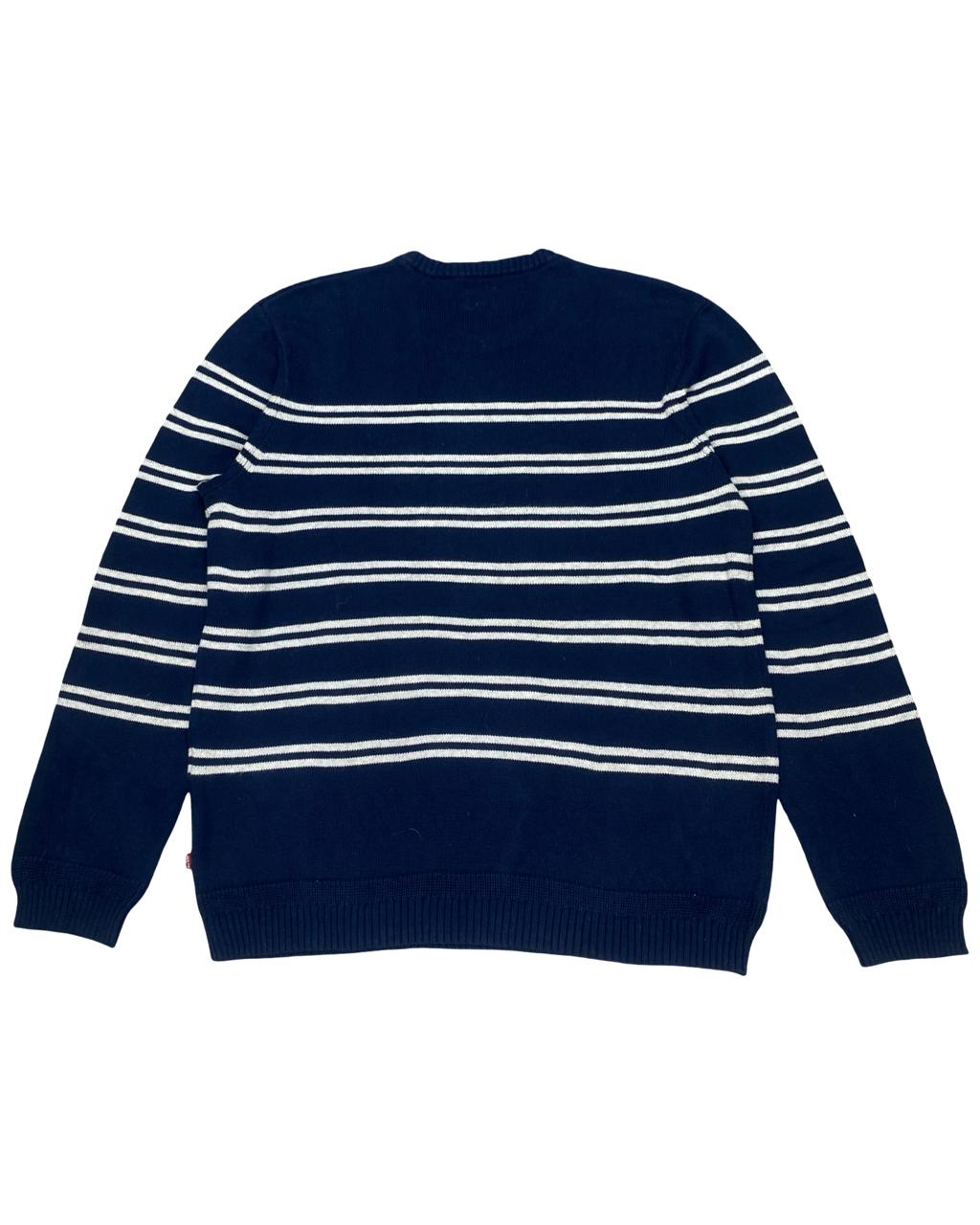 Levi’s Navy Blue Striped Cotton Sweater | Size Large | Chest 24”