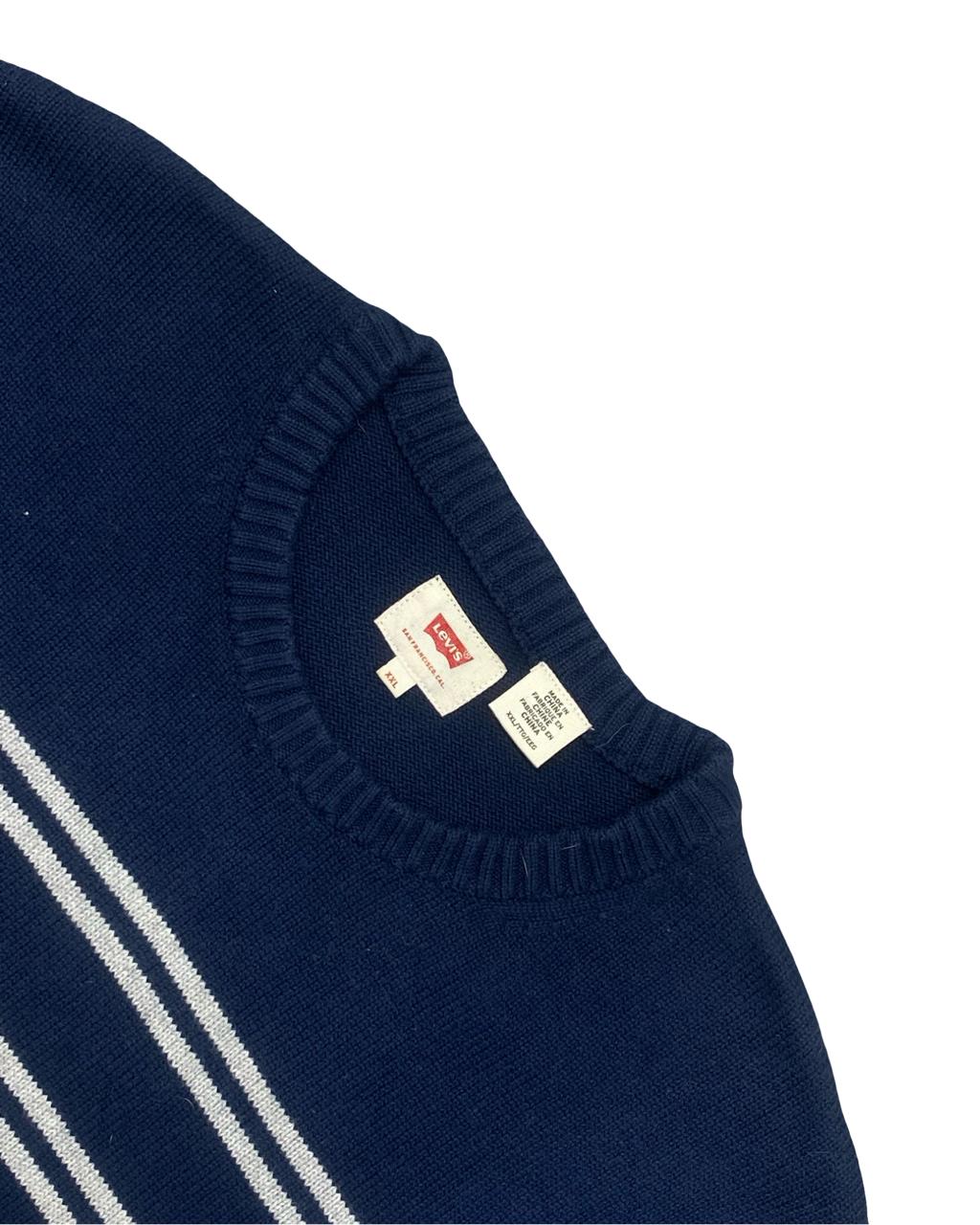 Levi’s Navy Blue Striped Cotton Sweater | Size Large | Chest 24”