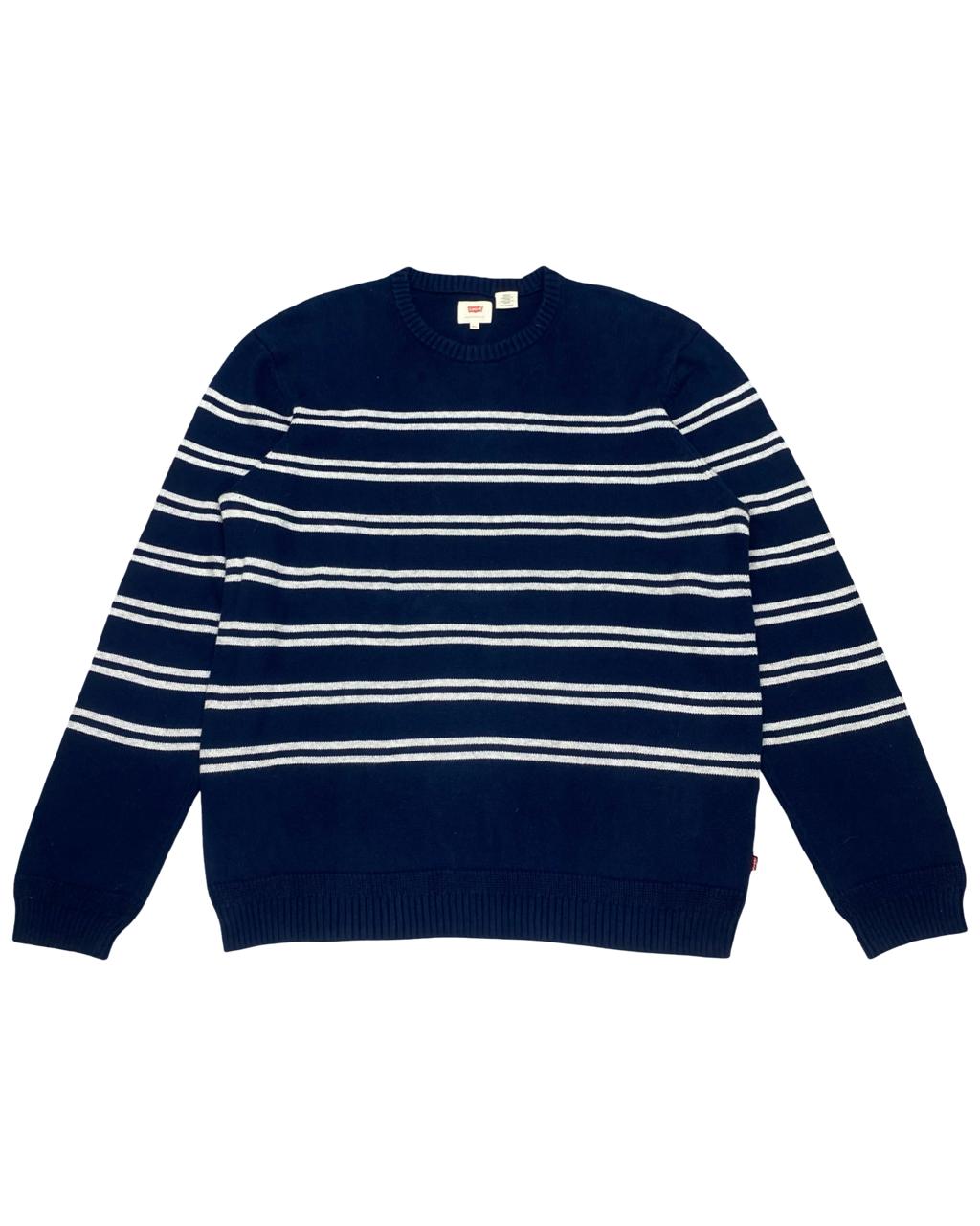 Levi’s Navy Blue Striped Cotton Sweater | Size Large | Chest 24”