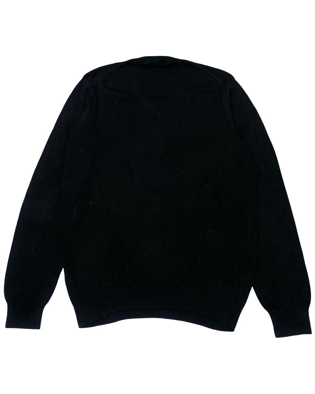 IZOD Black Cotton V-Neck Sweater | Size Medium | Chest 22”