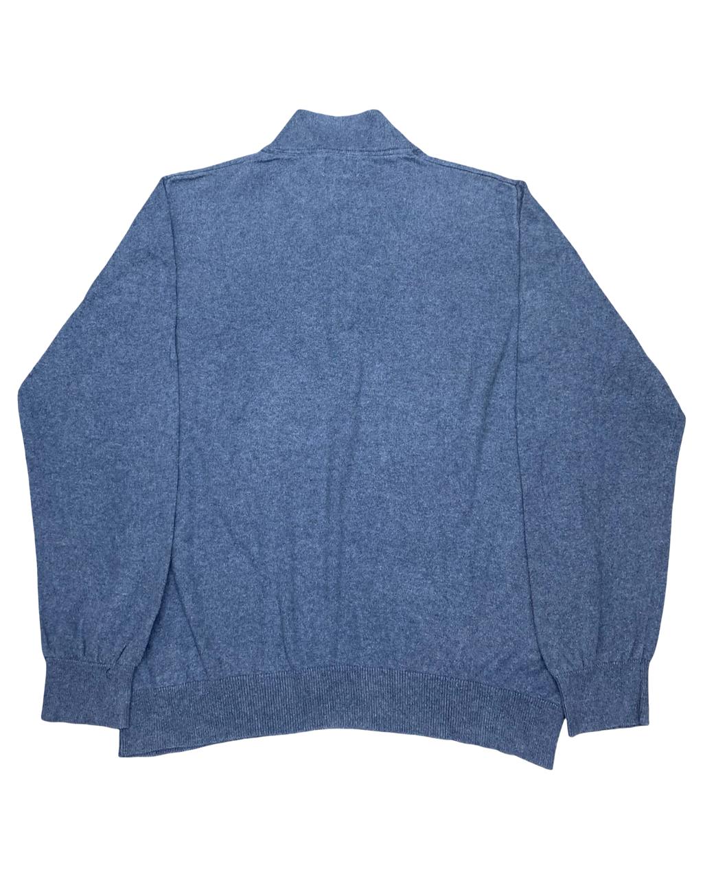L.L. Bean Blue Quarter-Zip Cotton Sweater | Size Large | Chest 24”