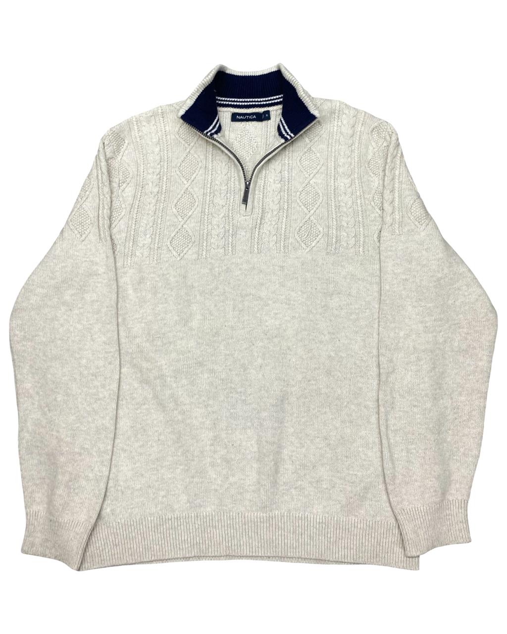 Nautica Cream Cable Knit 1/4 Zip Sweater | Size XL | Chest 25.5”