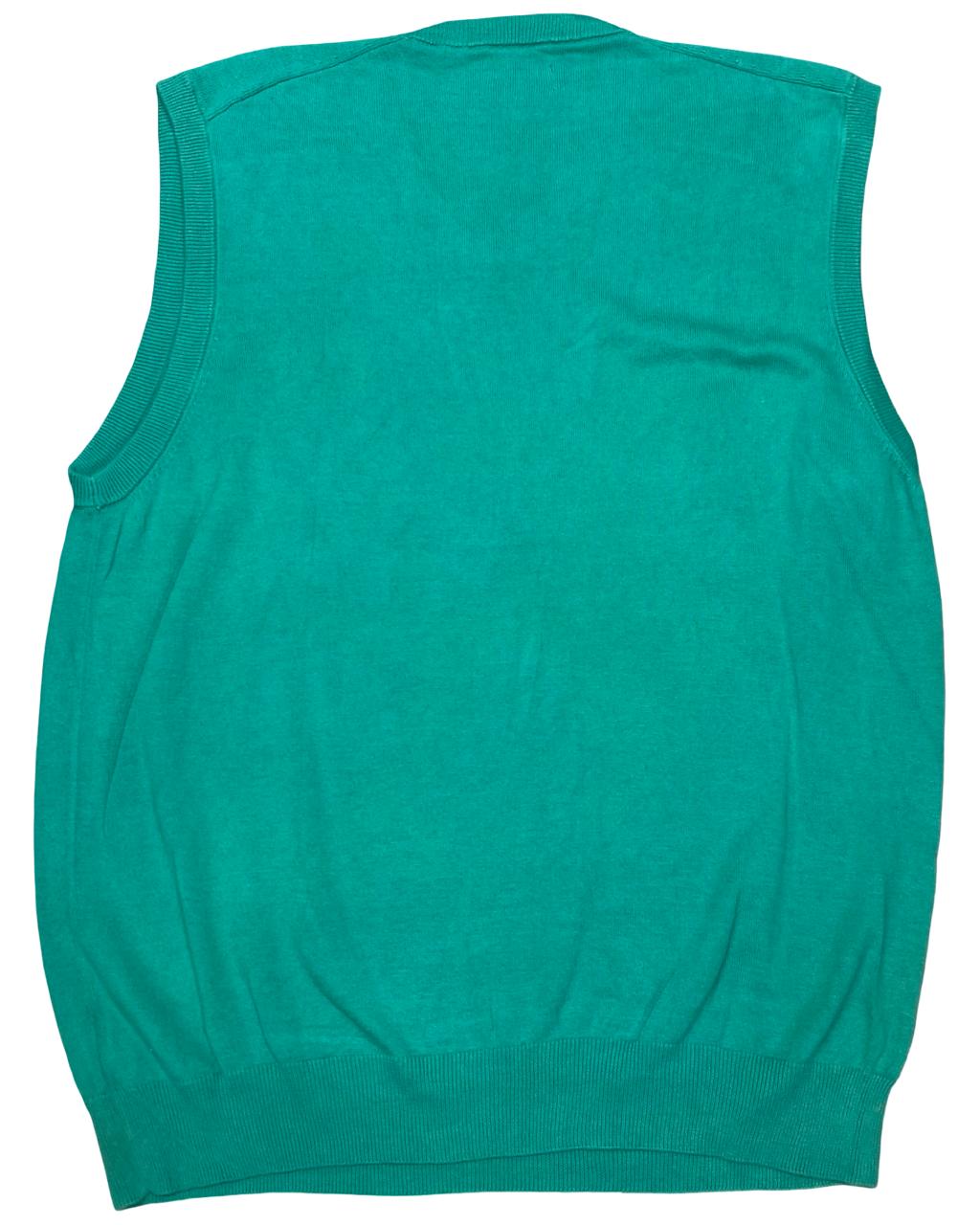 Chaps Green Cotton V-Neck Sweater Vest | Size Large | Chest 23”