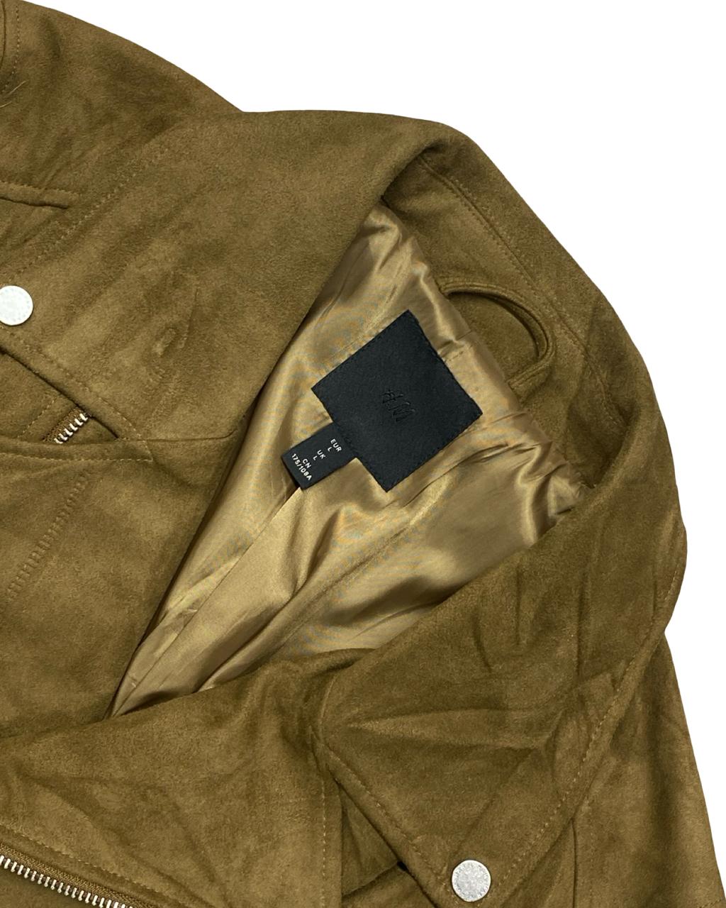 H&M Brown Faux Suede Moto Jacket | Size Medium | Chest 21.5”