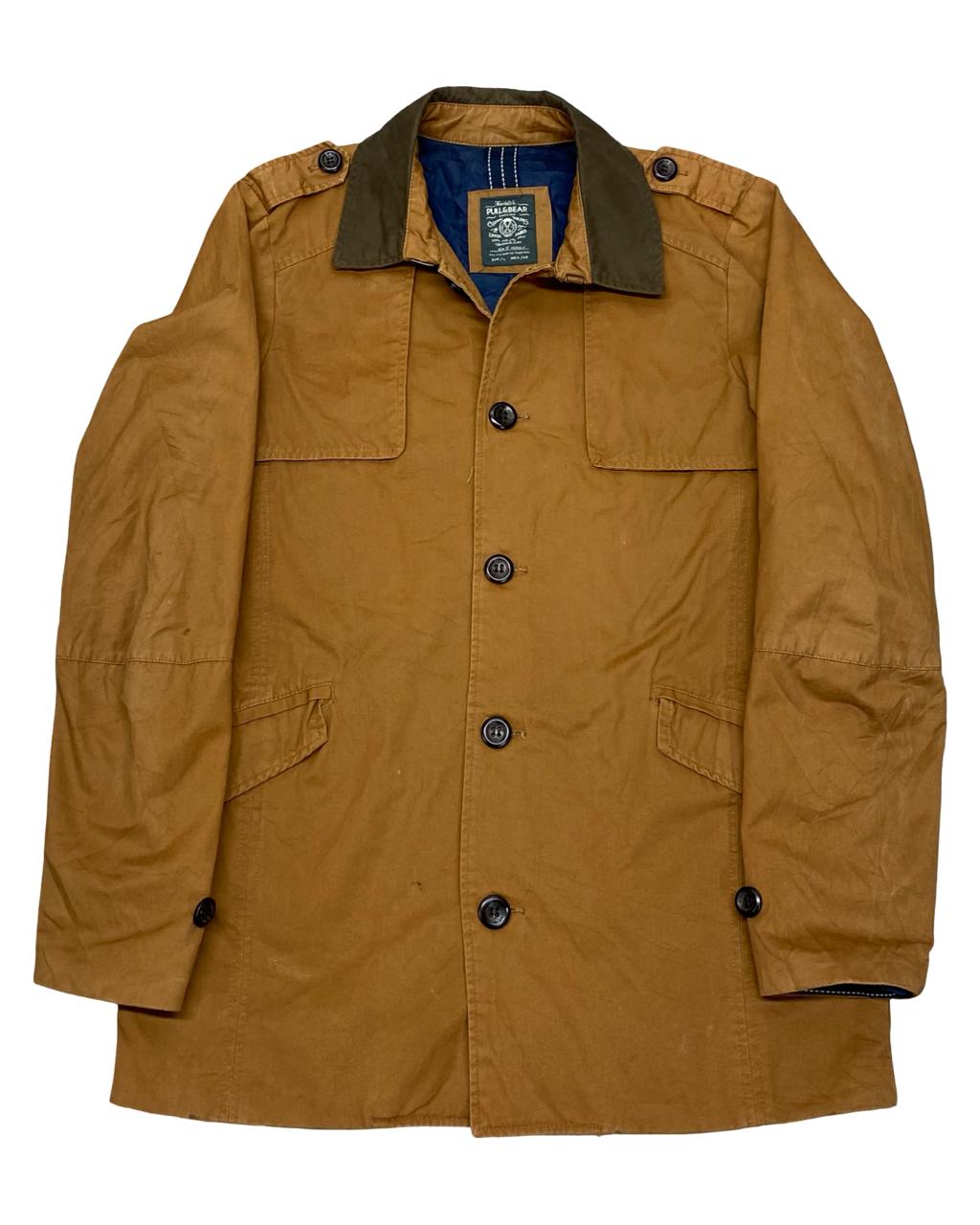 Pull&Bear Brown Button-Up Field Jacket | Size Medium | Chest 21.5”