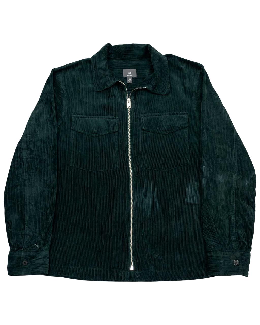 H&M Forest Green Corduroy Zip Jacket | Size Small | Chest 21.5”