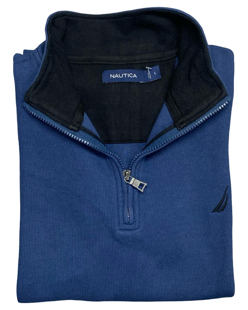 NAUTICA Blue Quarter-Zip Pullover Sweatshirt | Size XL | Chest 25.5”