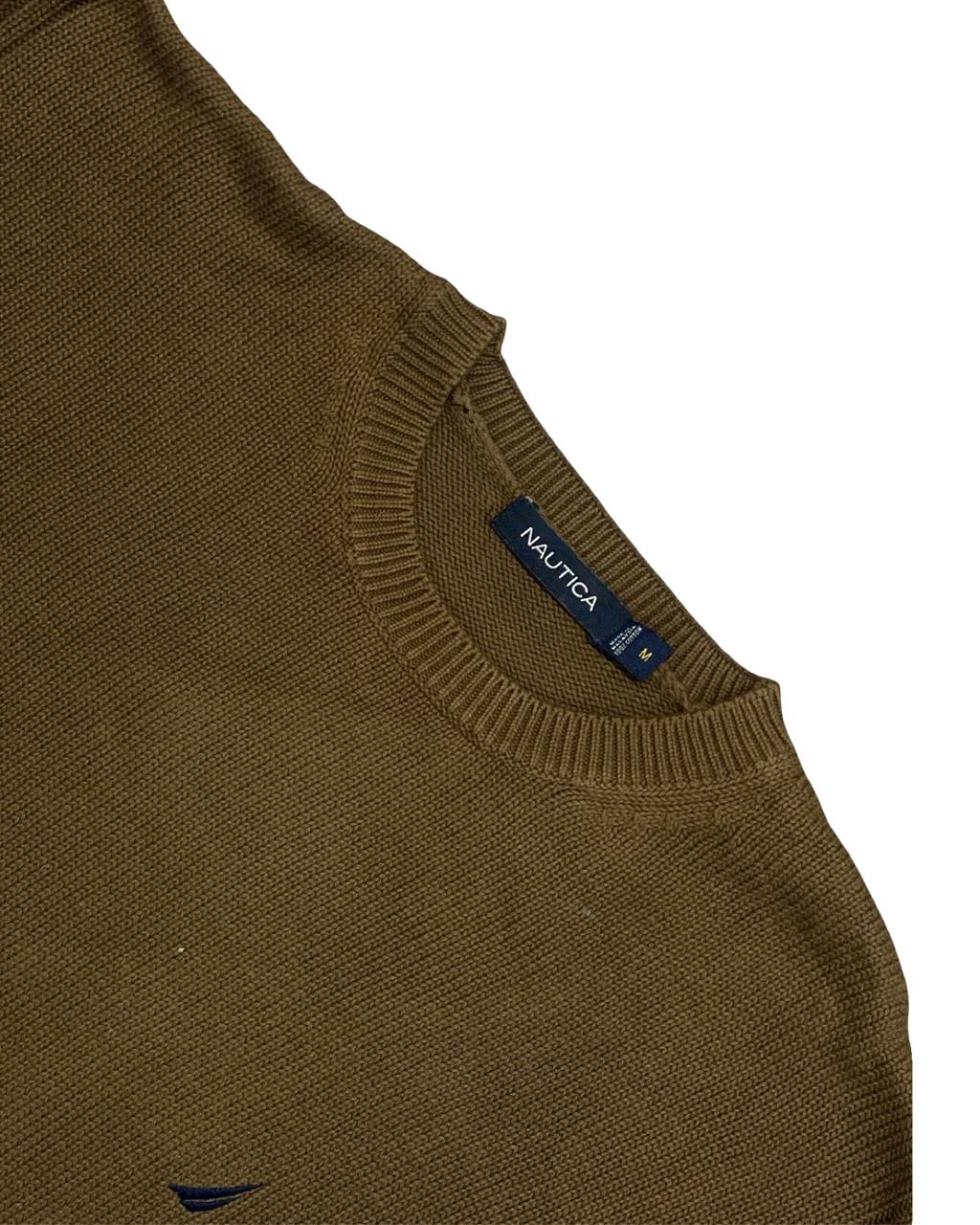 NAUTICA Olive Brown Cotton Sweater | Size Large | Chest 23”